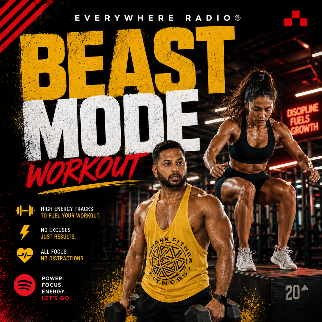 Beast Mode Gym | Hip-Hop and EDM Workout Playlist by Everywhere Radio on Spotify curated by BIJAL