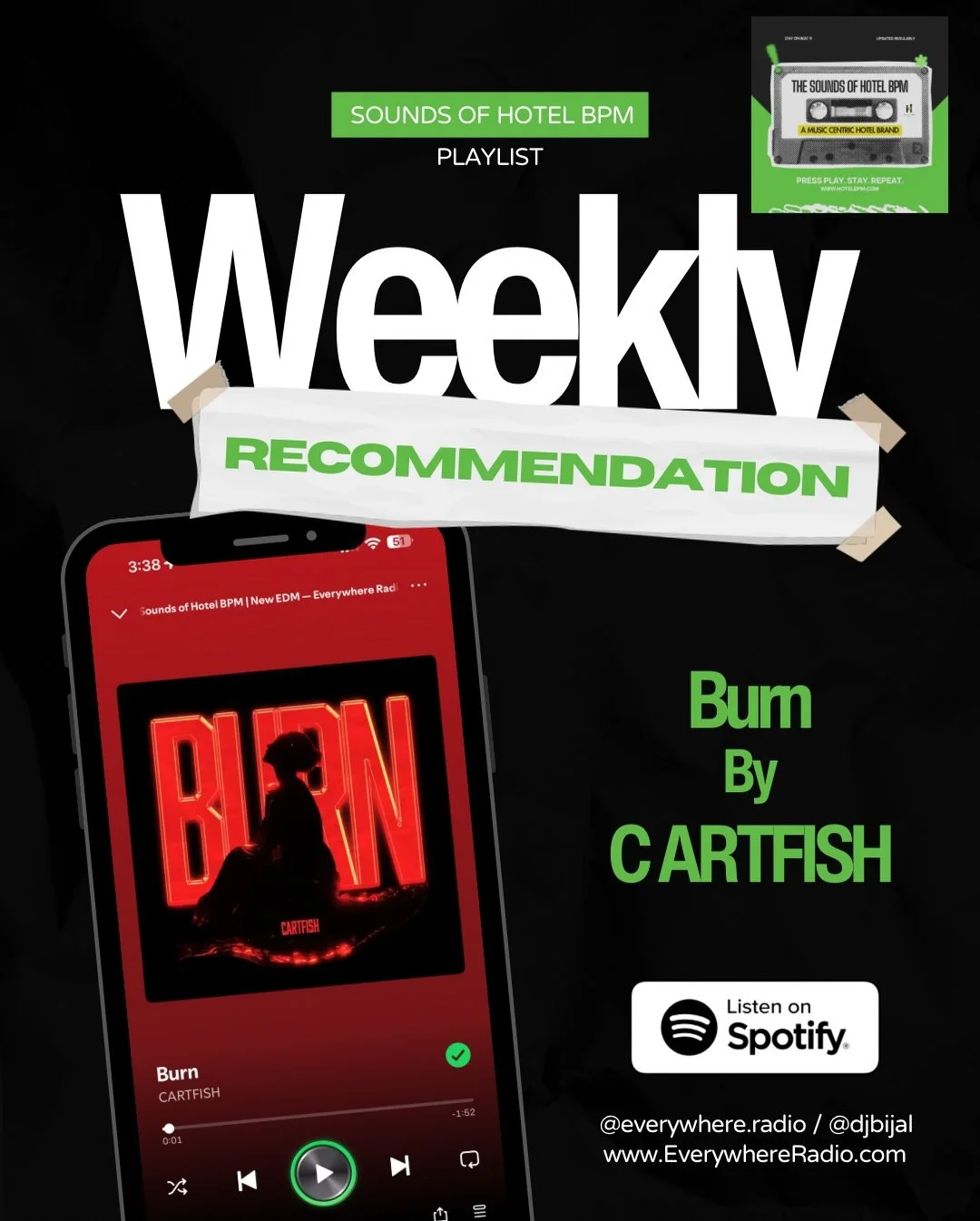 Curated for the ones who like to be early.
This week&rsquo;s Sounds of Hotel BPM spotlight is &ldquo;Burn&rdquo; by @cartfish &mdash; a cinematic EDM track with serious energy and replay value.

Updated weekly with the best in house, dance, and elect