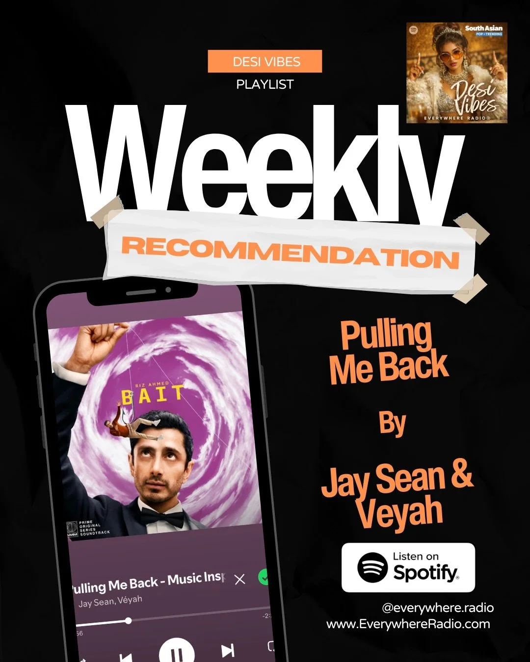 &ldquo;Pulling Me Back&rdquo; &mdash; Jay Sean &amp; Veyah (from Bait)
it&rsquo;s giving late night, windows down, main character energy ✨

if you&rsquo;re into global/desi crossover vibes, this is your sign.

Desi Vibes stays updated monthly with wh
