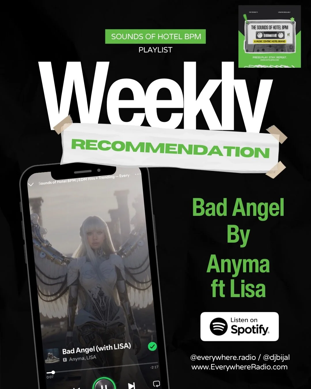 @anyma is back with a new banger this time with @lalalalisa_m of @blackpinkofficial . This one is a must hear on our #edmplaylist &ldquo;Sounds of Hotel BPM&rdquo;. #lisa #anyma #badangel #spotifyplaylist