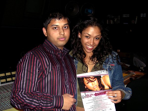 DJ, BIJAL in the studio with singer Thara Natalie, now wife of Jay Sean working on a mixtape together.