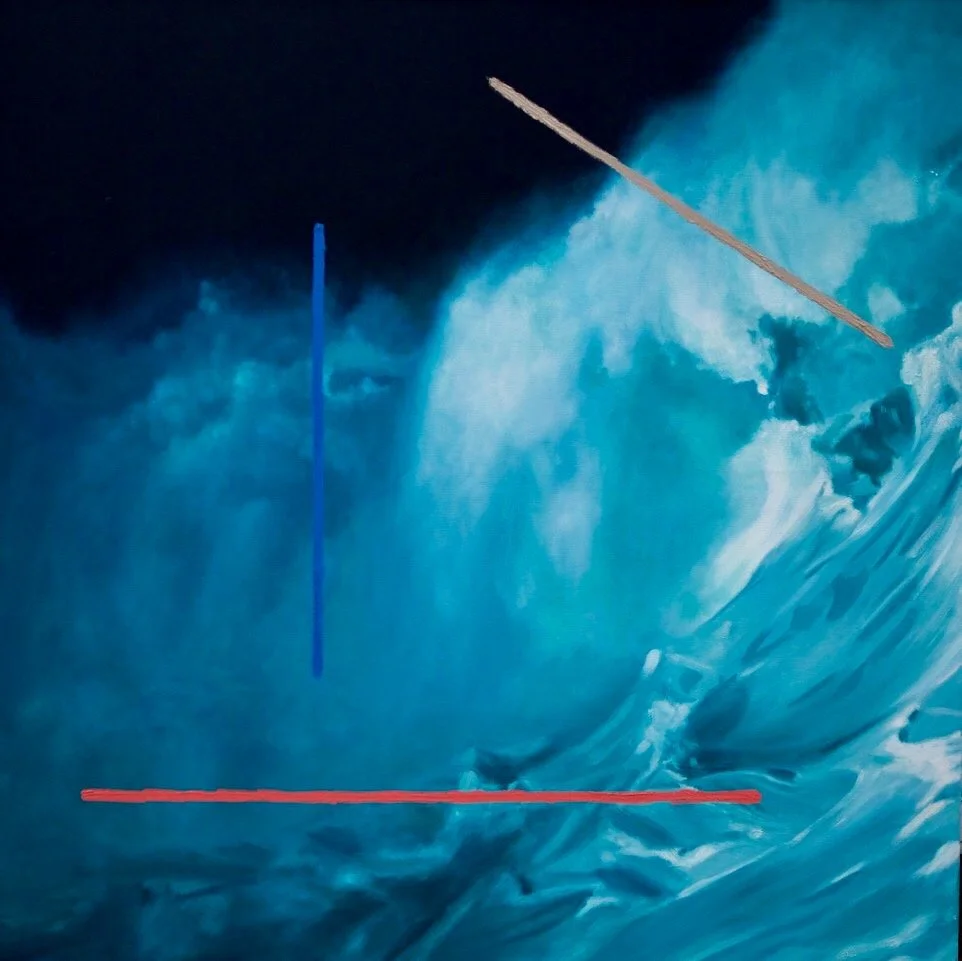 Ocean Wave With Color Bars - Oil on canvas, 58" x 58"