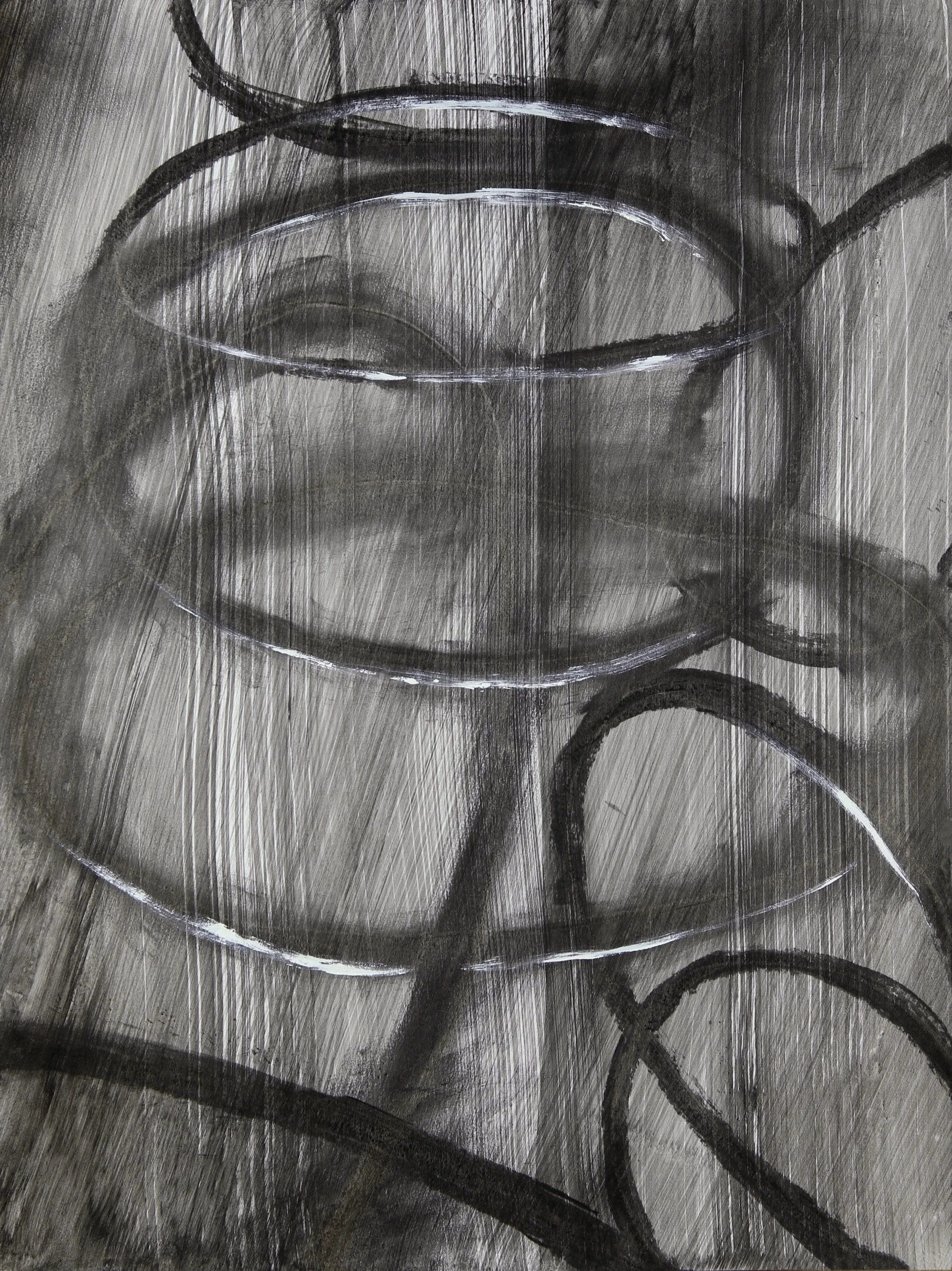 Charcoal and liquid charcoal, 24" x 18"