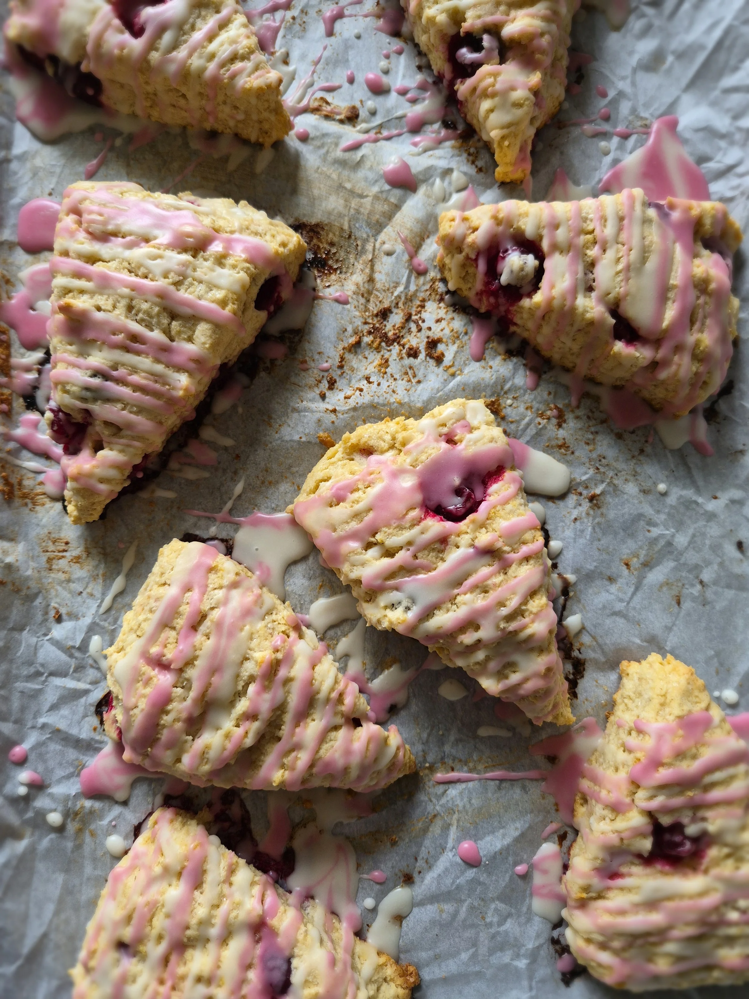 Lemon Cranberry Drizzle Scones