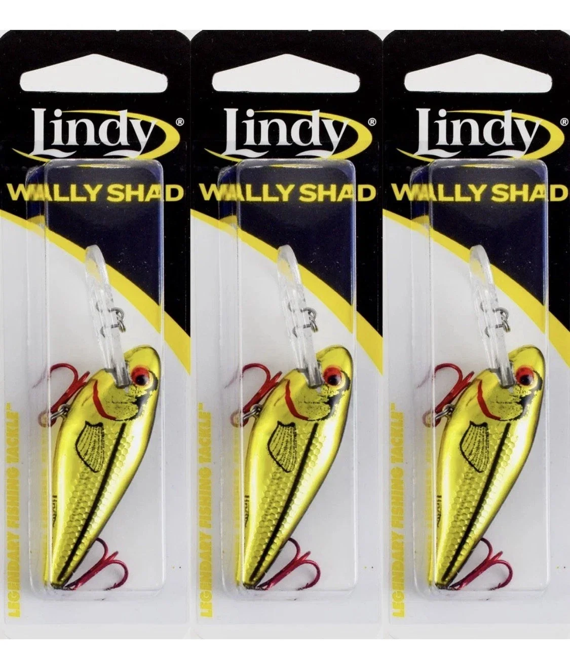 (LOT OF 3) LINDY WALLY SHAD 2.5" 1/3OZ LWS243 GOLD/BLACK