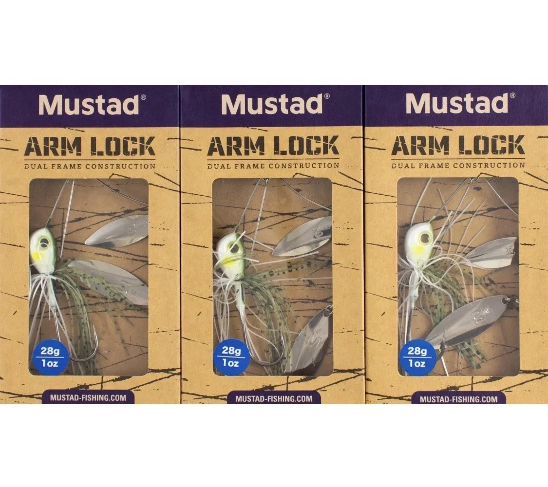 (LOT OF 3) MUSTAD ARM LOCK SPINNERBAIT 1OZ ALSBDW-AYU-28-1 AYU