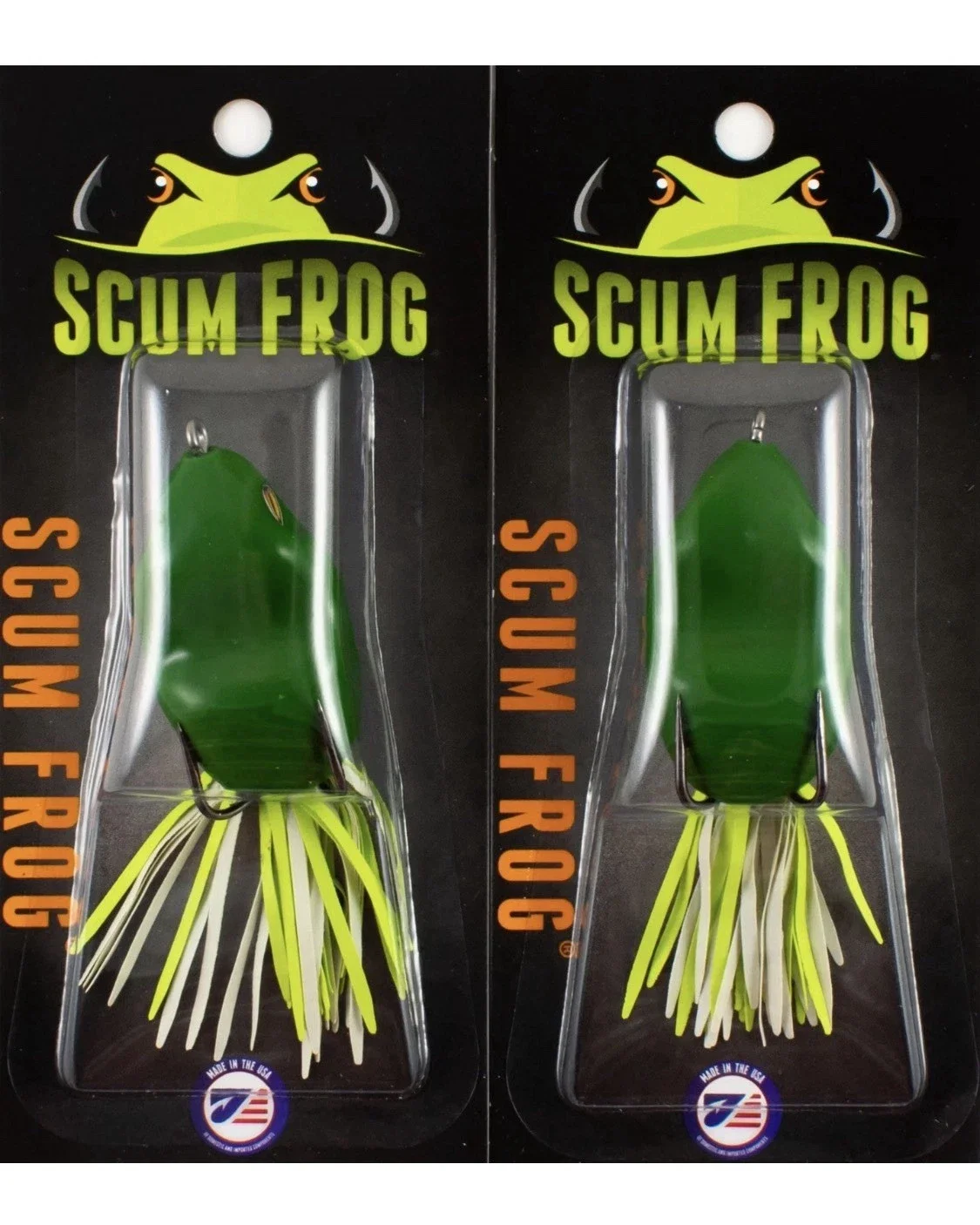(LOT OF 2) SCUM FROG ORIGINAL JUNIOR 5/16OZ SFJ-401 GREEN