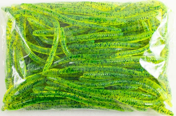 ZOOM FINESSE WORM 100 PACK BULK 4.5" 004-009 CHARTREUSE PEPPER F2360