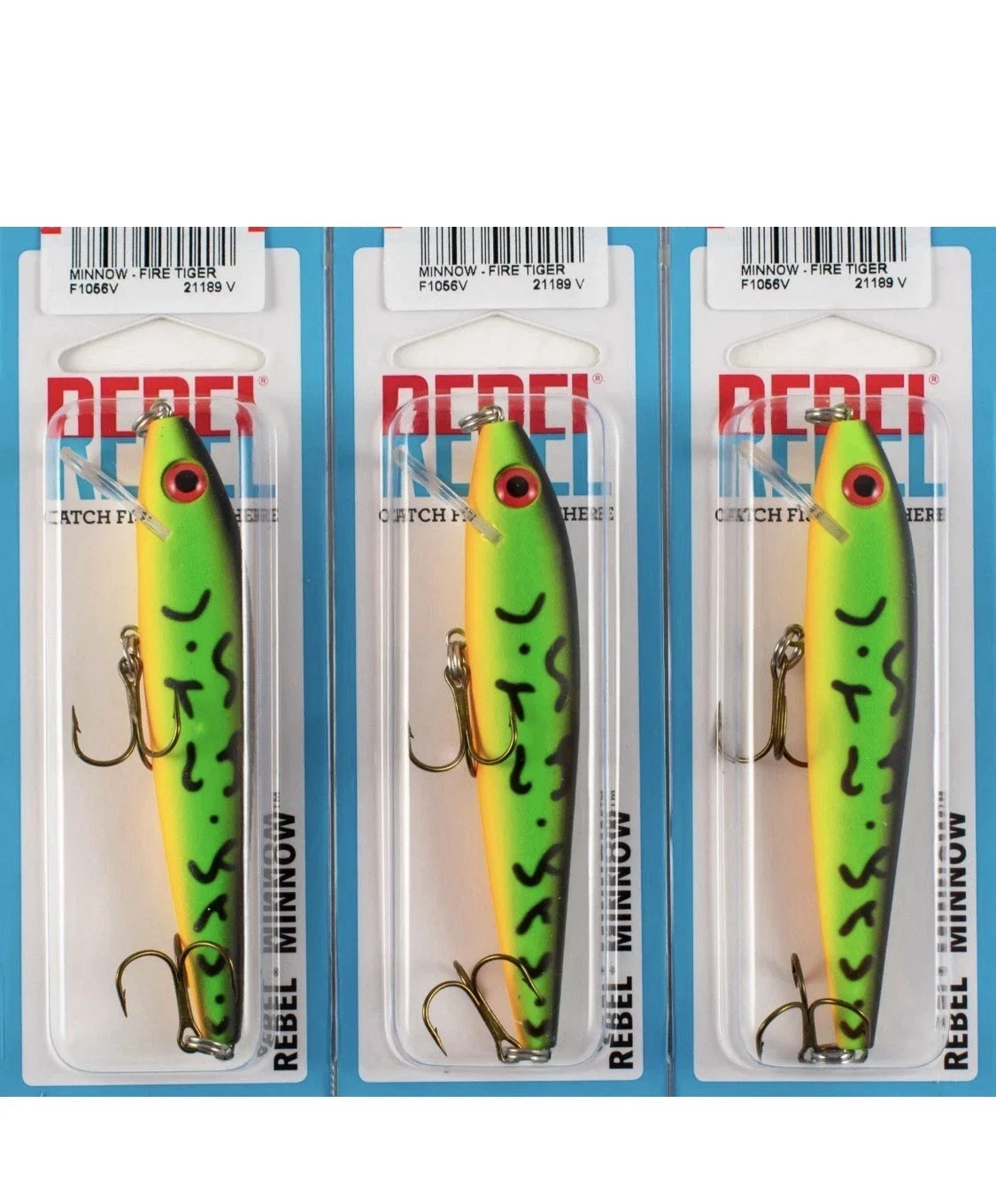 (LOT OF 3) REBEL MINNOW FLOATING 5/16OZ F1056V FIRETIGER
