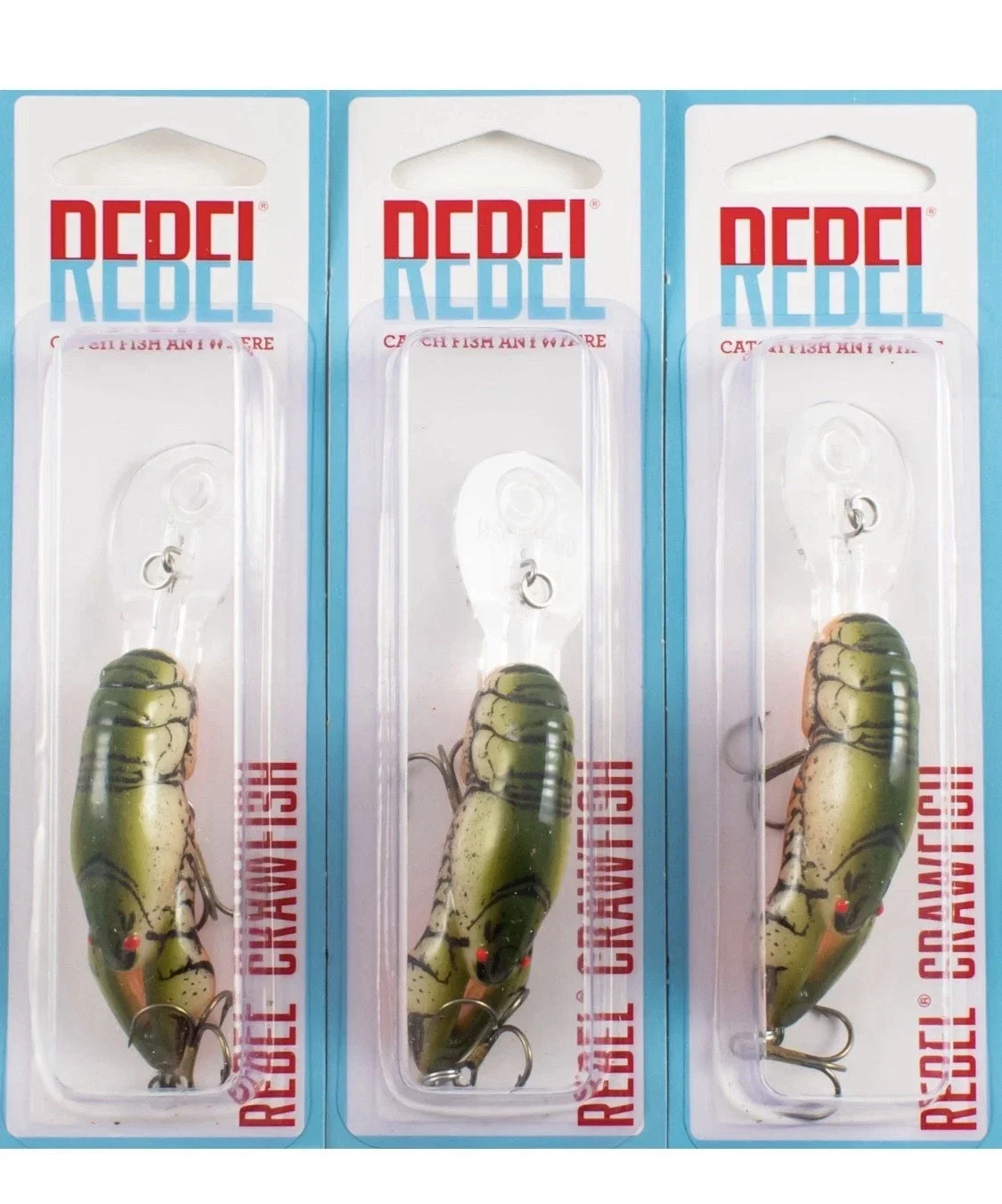 (LOT OF 3) REBEL DEEP WEE CRAW CRANKBAIT 3/8OZ D7660 STREAM CRAWFISH