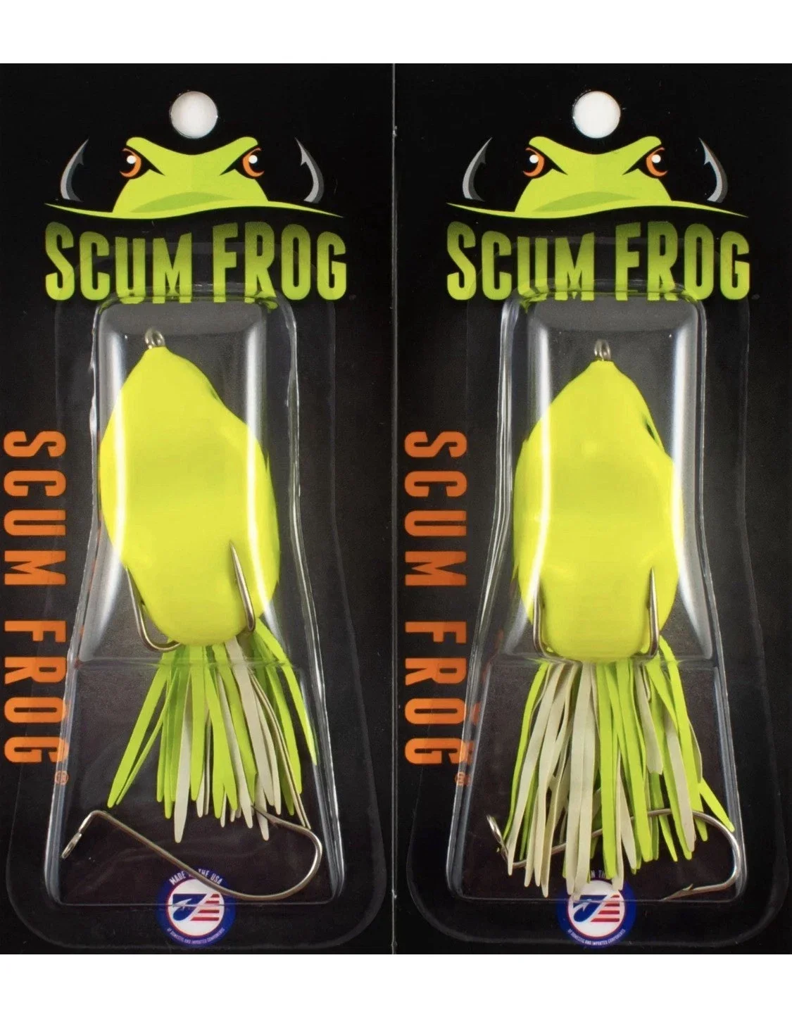 (LOT OF 2) SCUM FROG ORIGINAL JUNIOR 5/16OZ SFJ-404 CHARTREUSE CR7216