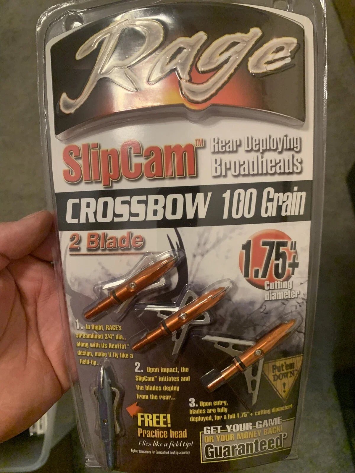 Rage 1.75 Inch Crossbow Broadheads 3 Pack
