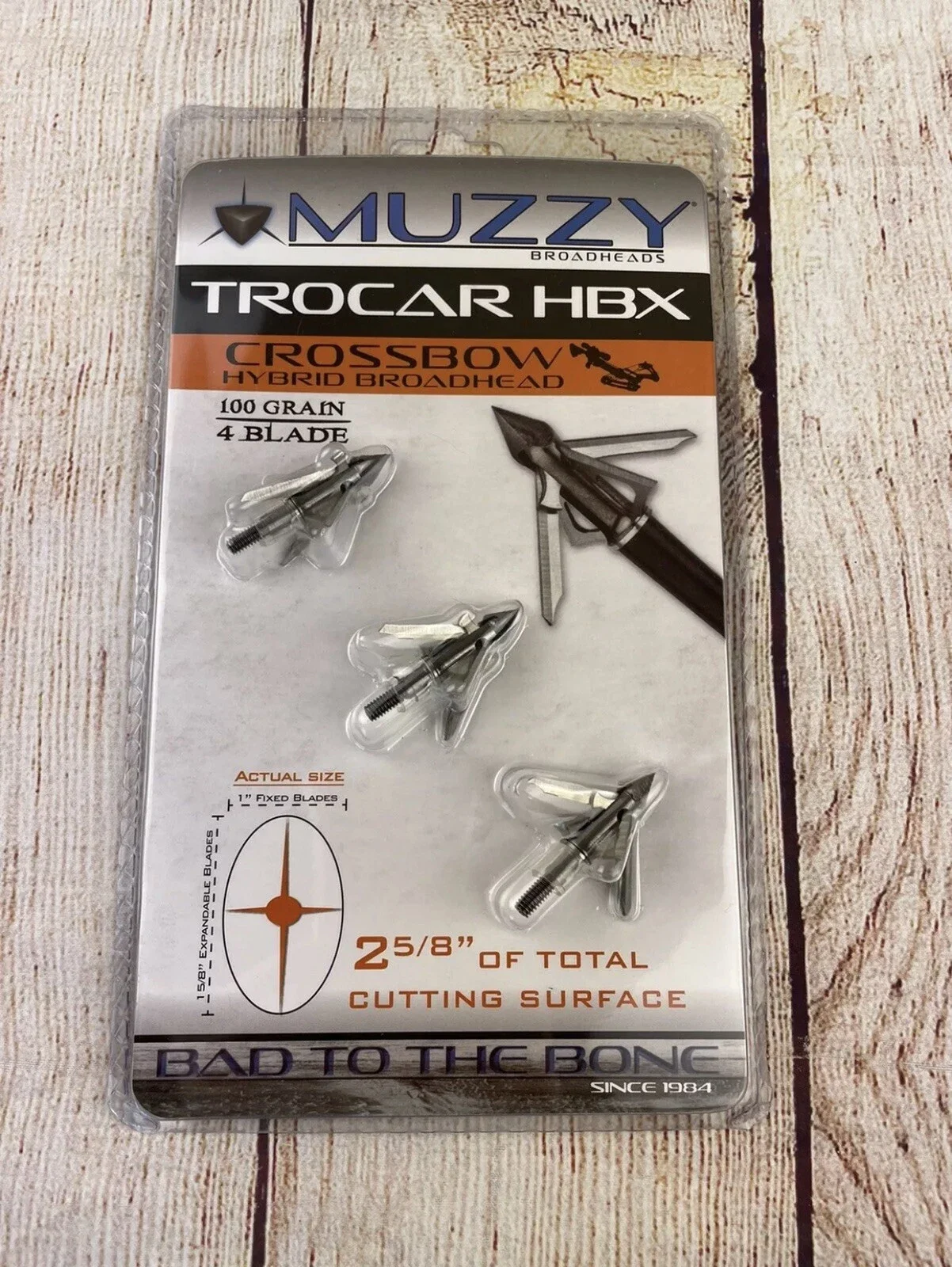 1 pack CROSSBOW Muzzy Archery Trocar HBX Mechanical 4 blade 100 Gr 3 Broadhead