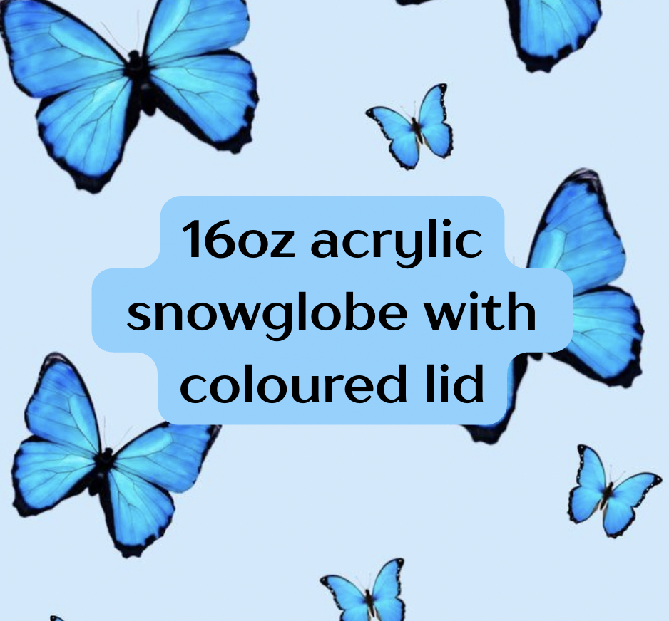 16oz acrylic snowglobe with coloured lid
