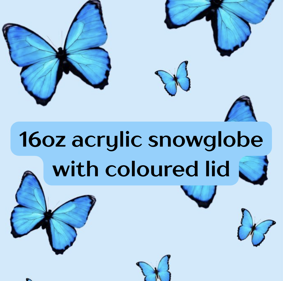 16oz acrylic snowglobe with coloured lid