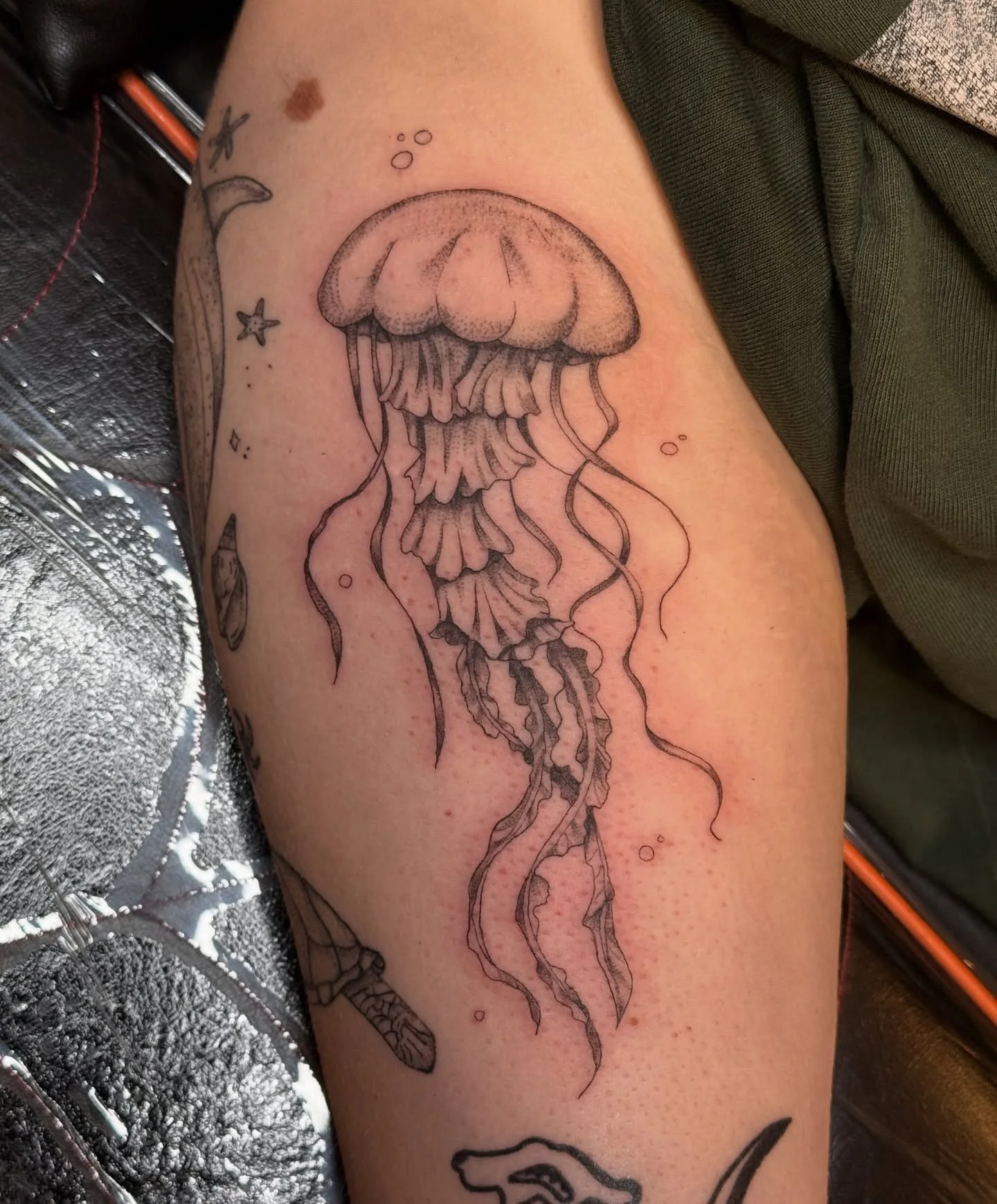 recent tattoos 🙂&zwj;&harr;️🫶 
(I spy 3 jellyfish&hellip;)
-
-
-
#tattoo #tattoos #tattooshop #fineline #floraltattoos #portlandtattoo #pdxtattoo #tattooist #tattooartist