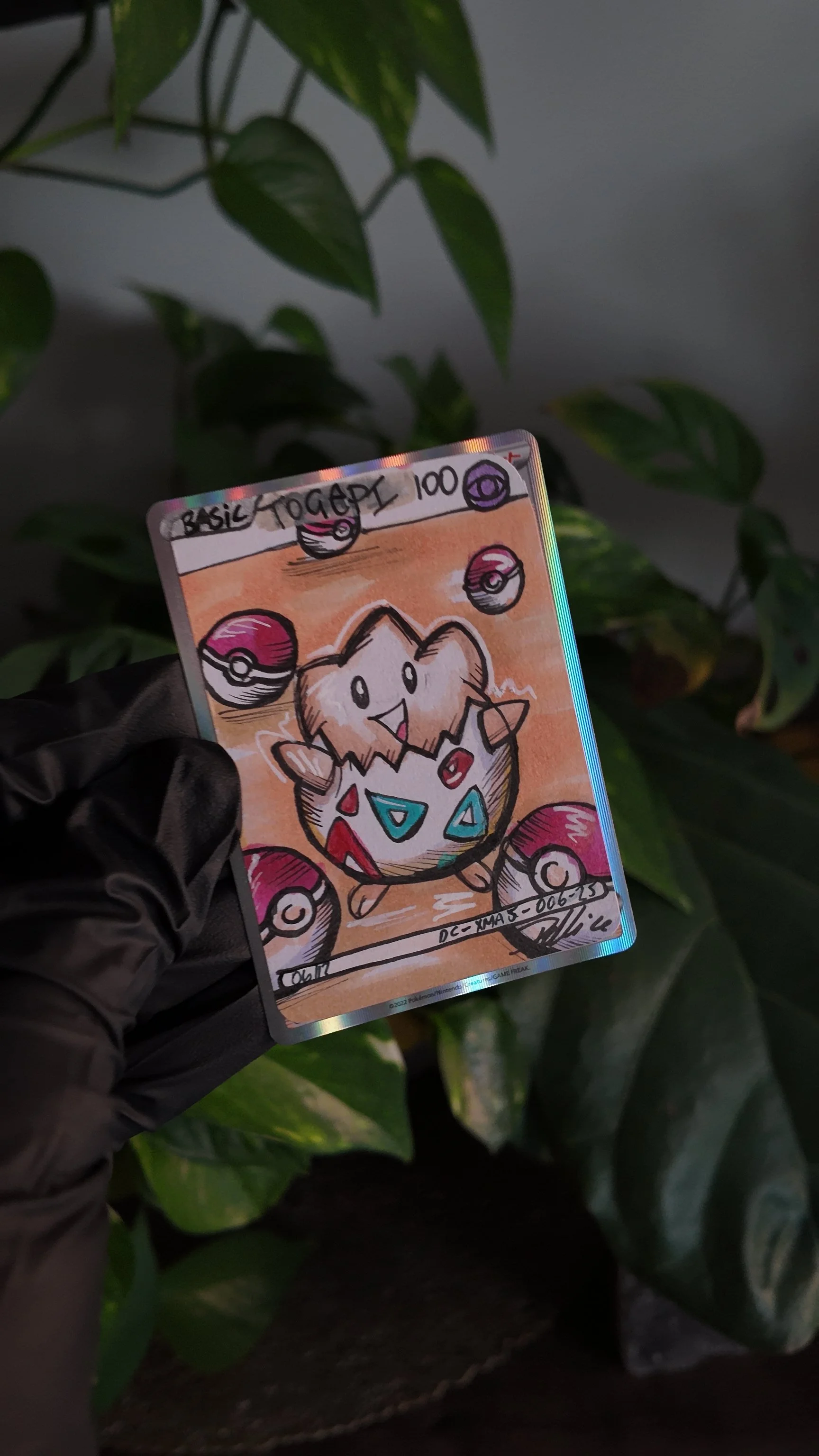 One of one (Togepi Xmas) Special Art Hand Drawn Pokémon Card