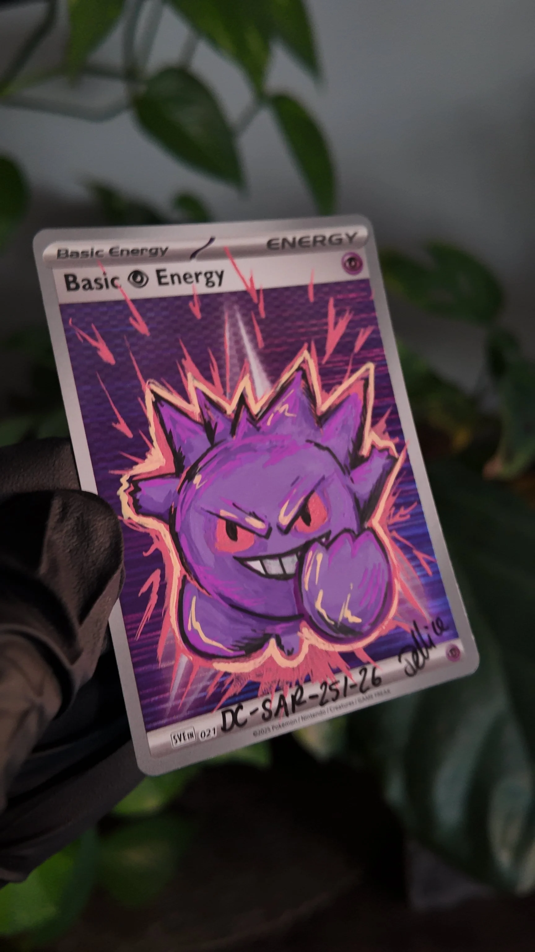 One of one (GengarEnergyHolo) Special Art Hand Drawn Pokémon Card