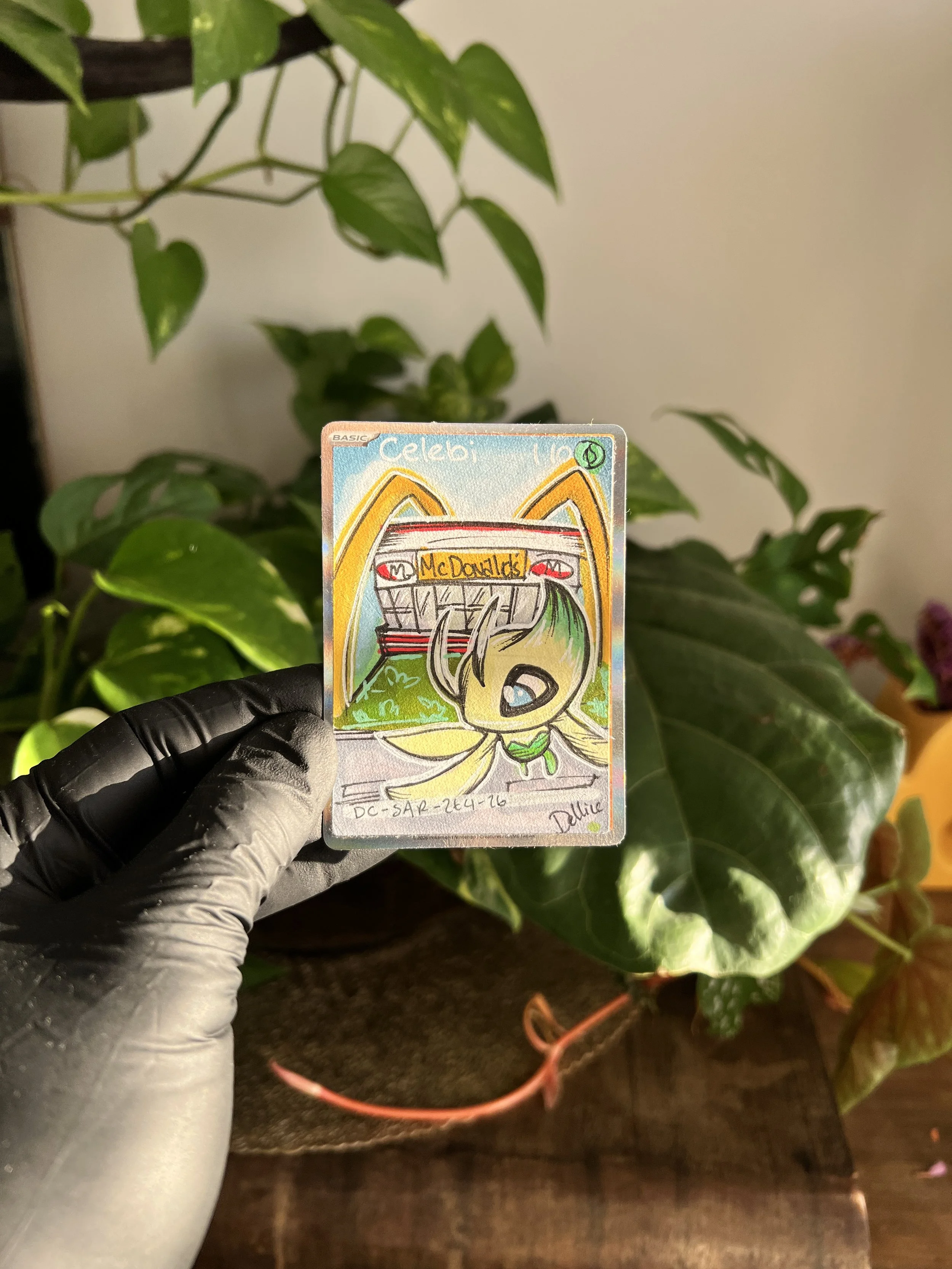 One of one Maccas Celebi Special Art Card Hand Drawn Pokémon Card
