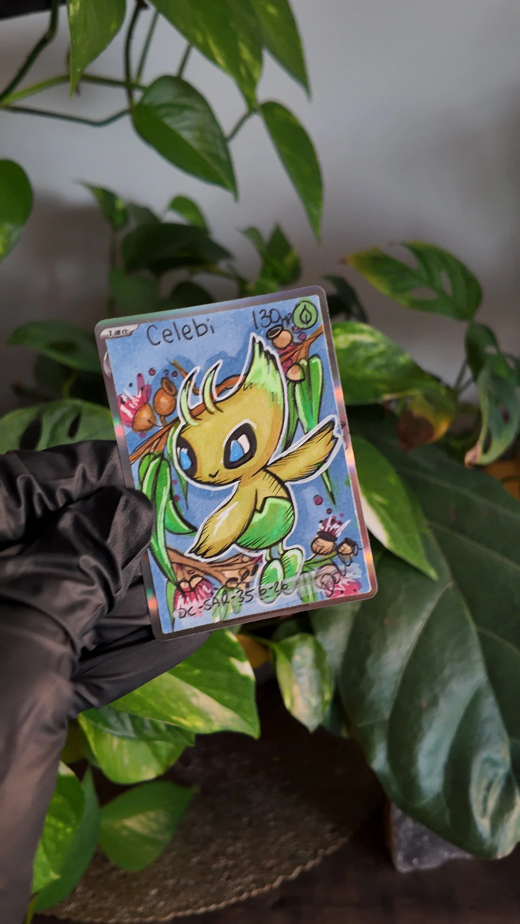 One of one (Celebi Eucalyptus) Special Art Hand Drawn Pokémon Card