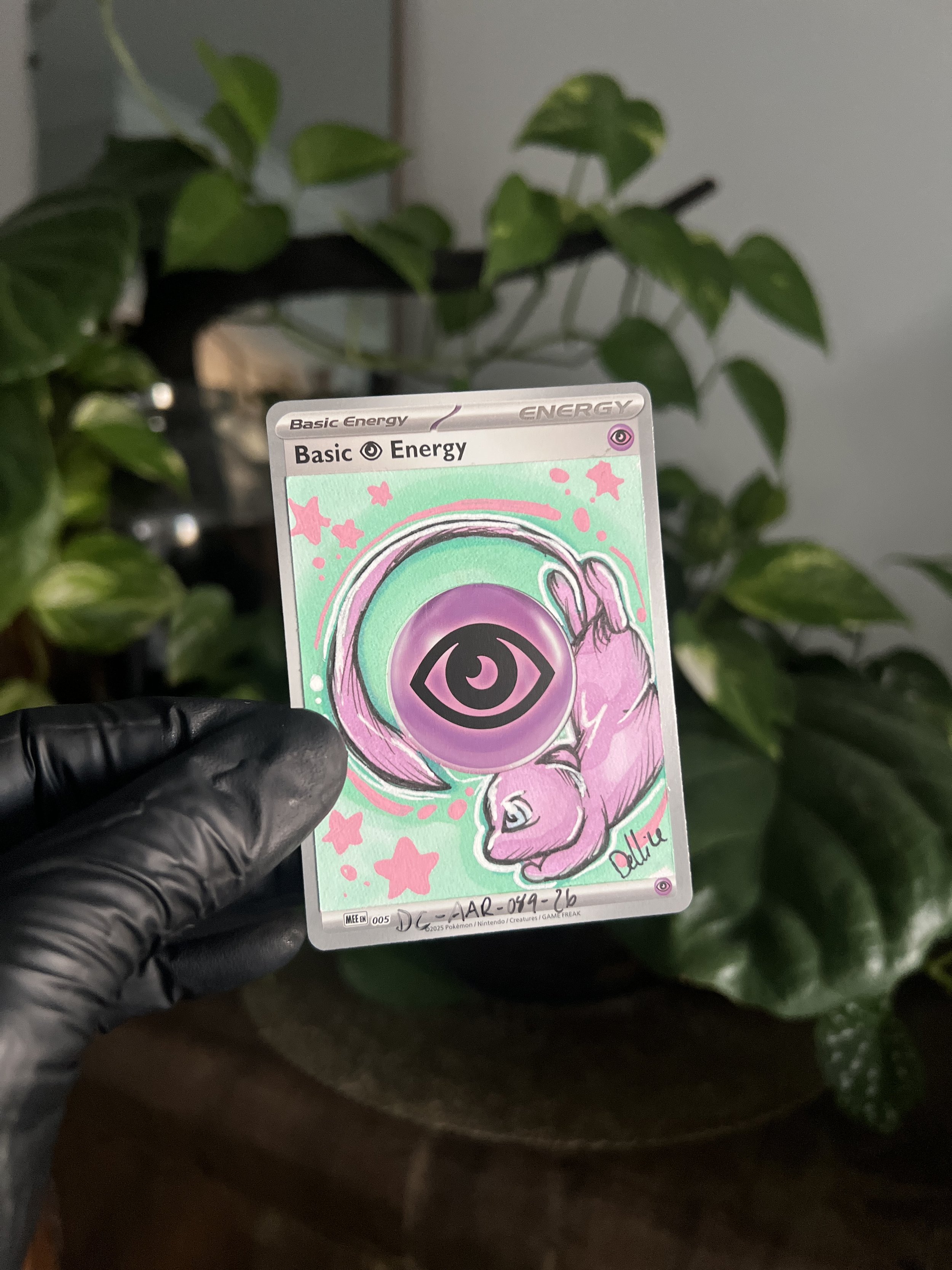 One of one Mew Energy  Altered Art Rare Hand Drawn Pokémon Card