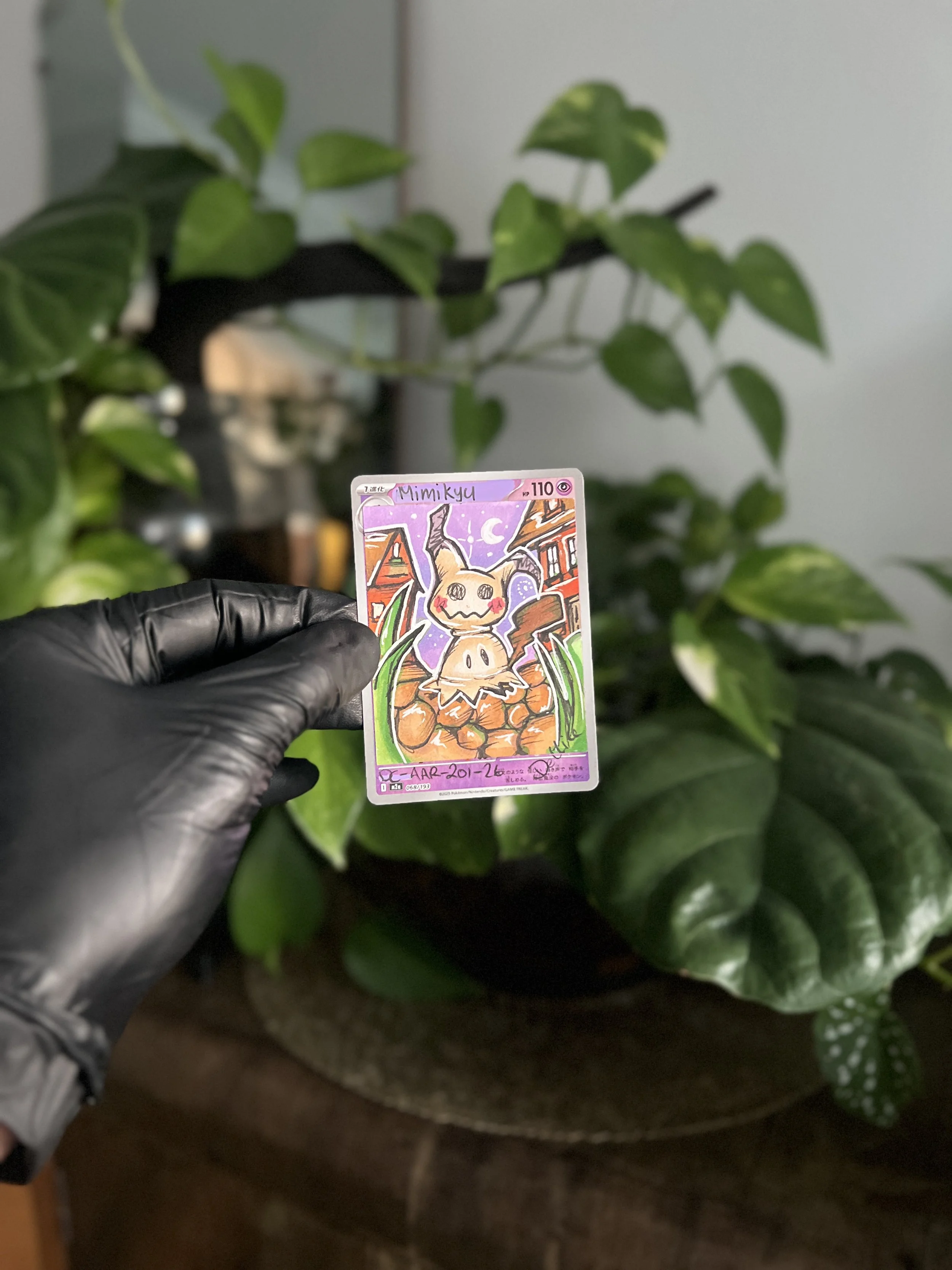 One of one Mimikyu Altered Art Rare Hand Drawn Pokémon Card