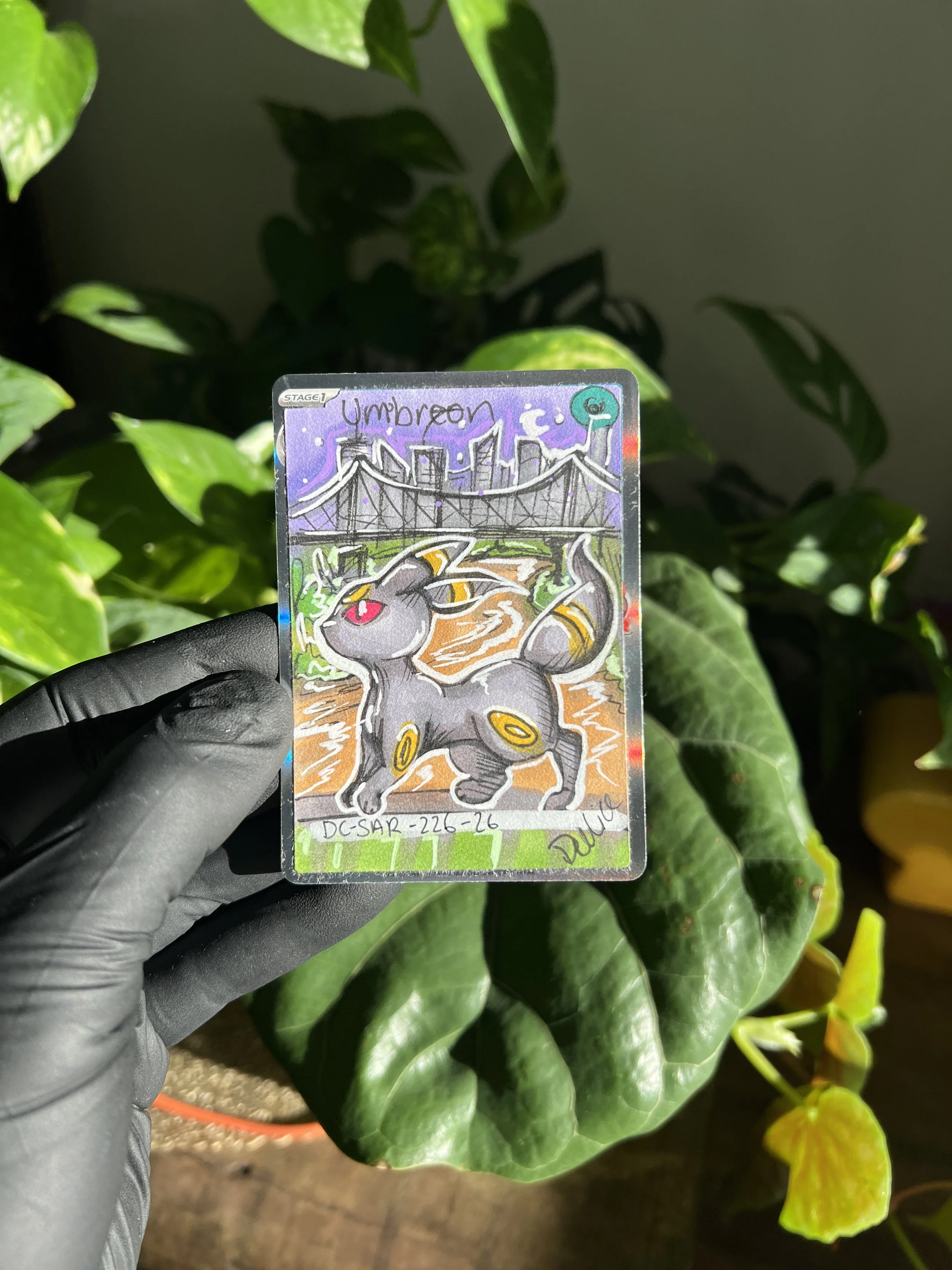 One of one Storybridge Umbreon Special Art Rare Hand Drawn Pokémon Card