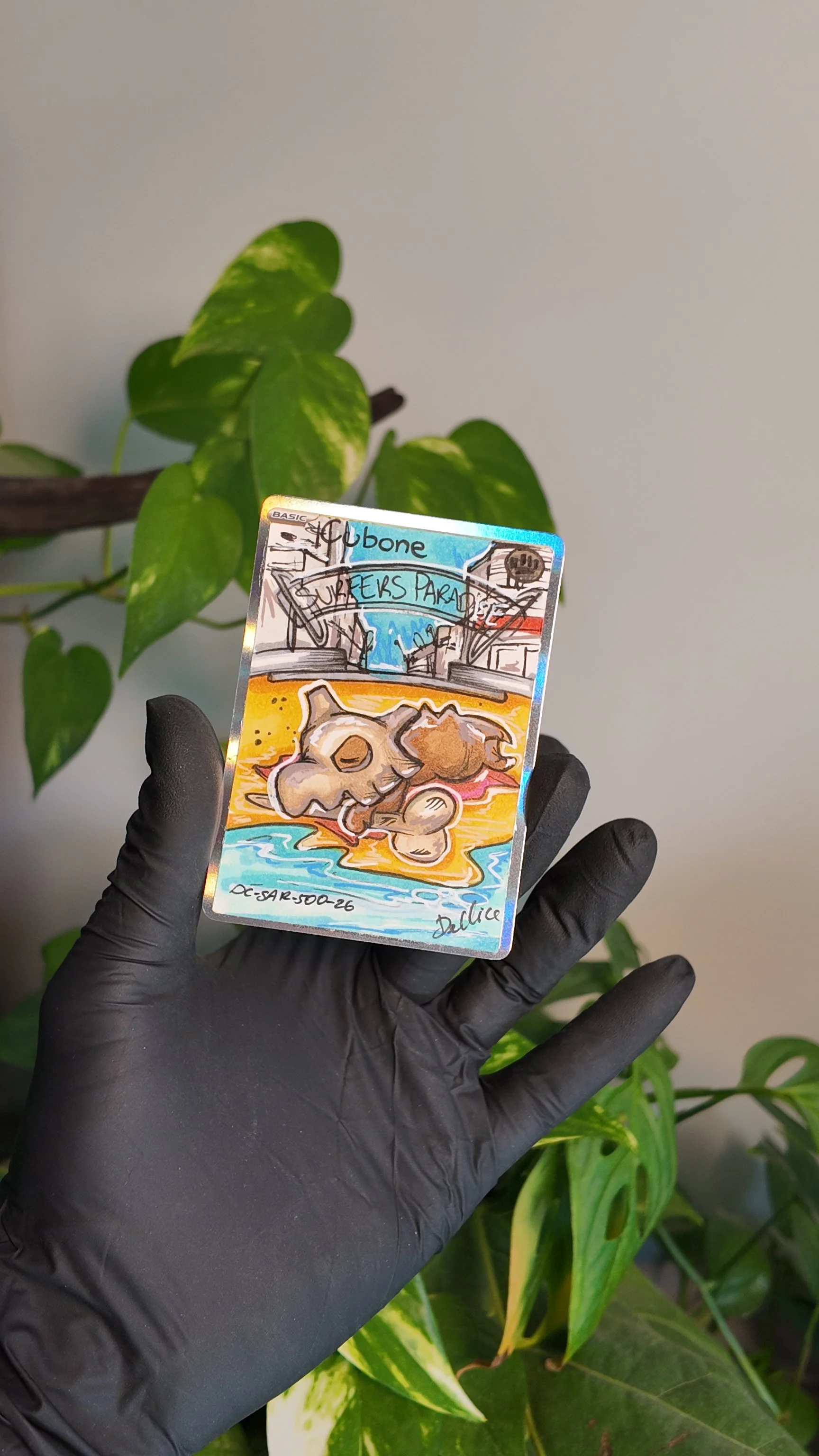 One of one Surfers Paradise Cubone Special Art Hand Drawn Pokémon Card