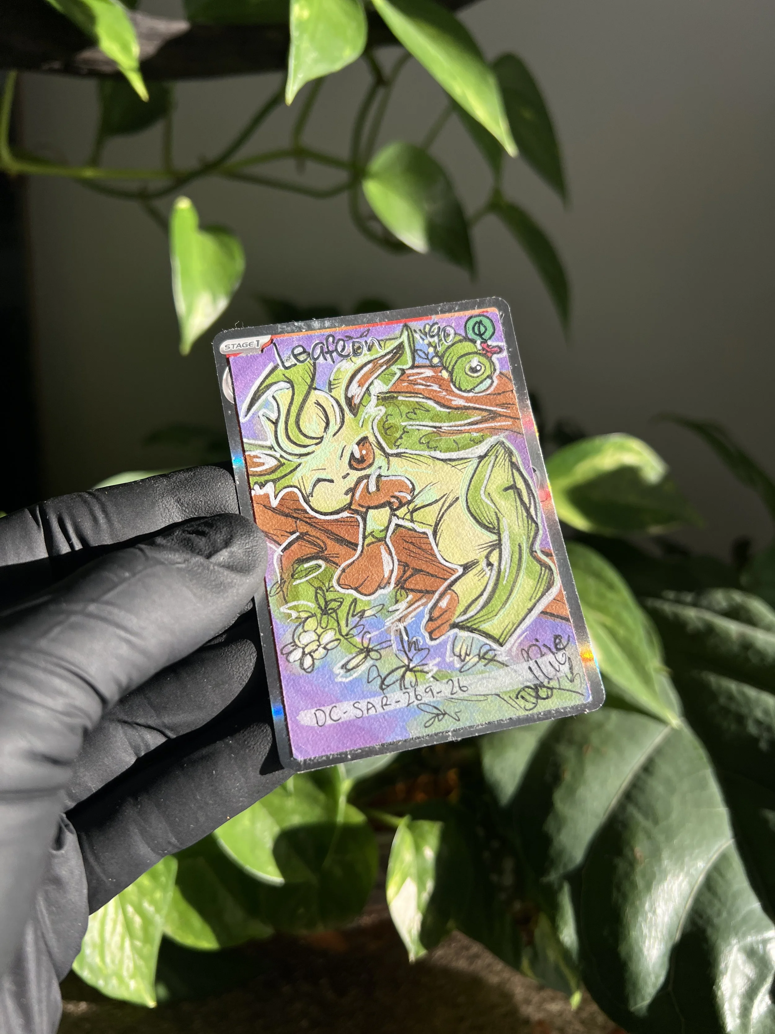 Leafeon Special Art Hand Drawn Pokémon Card