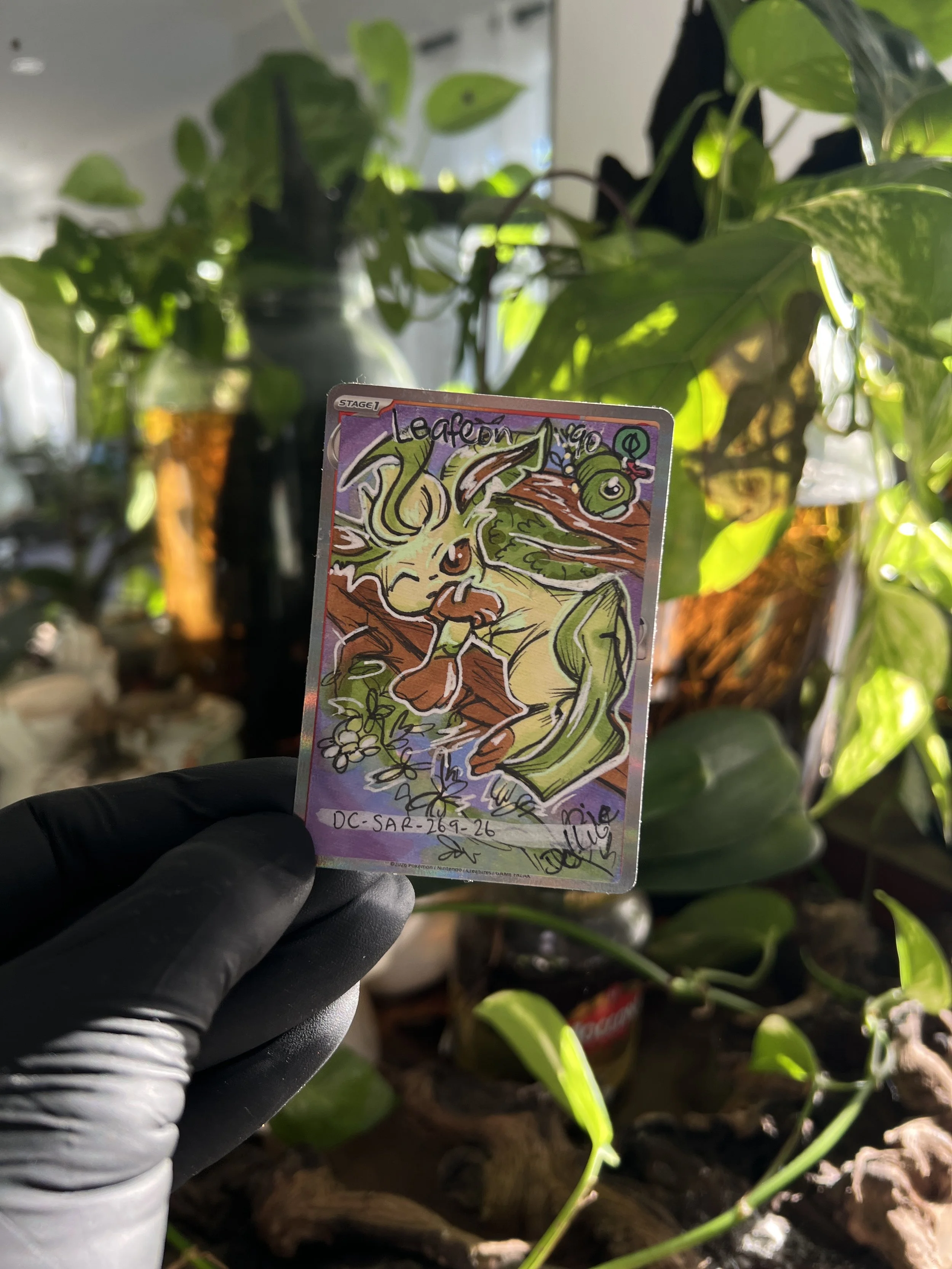 One of One Leafeon Special Art Hand Drawn Pokémon Card