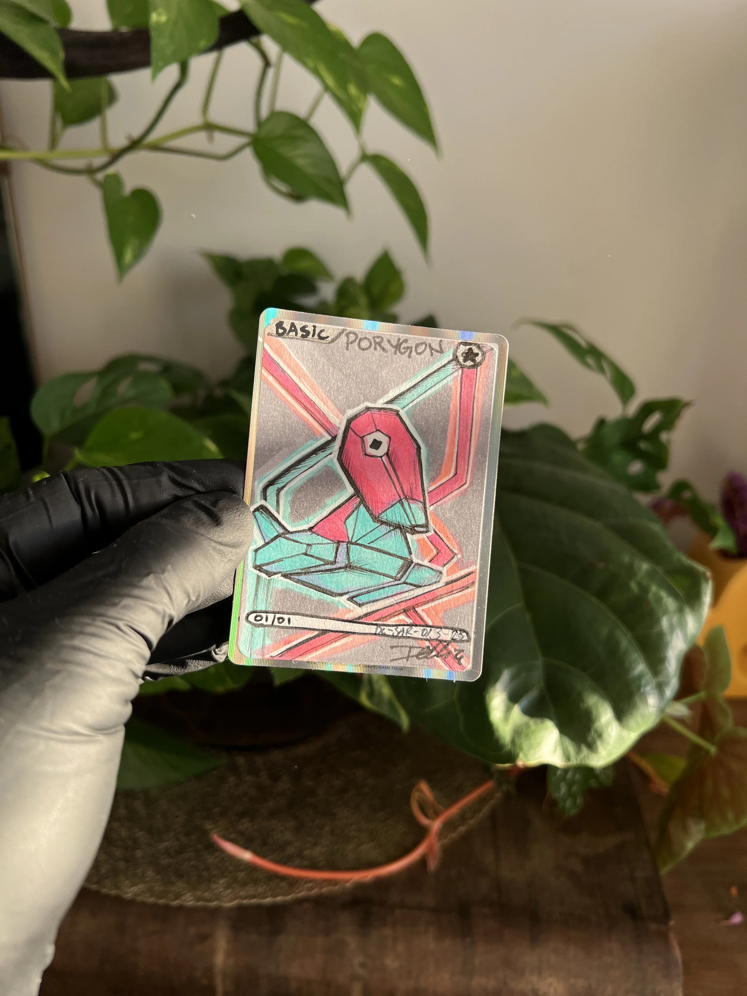One of one Porygon Special Art Card Hand Drawn Pokémon Card