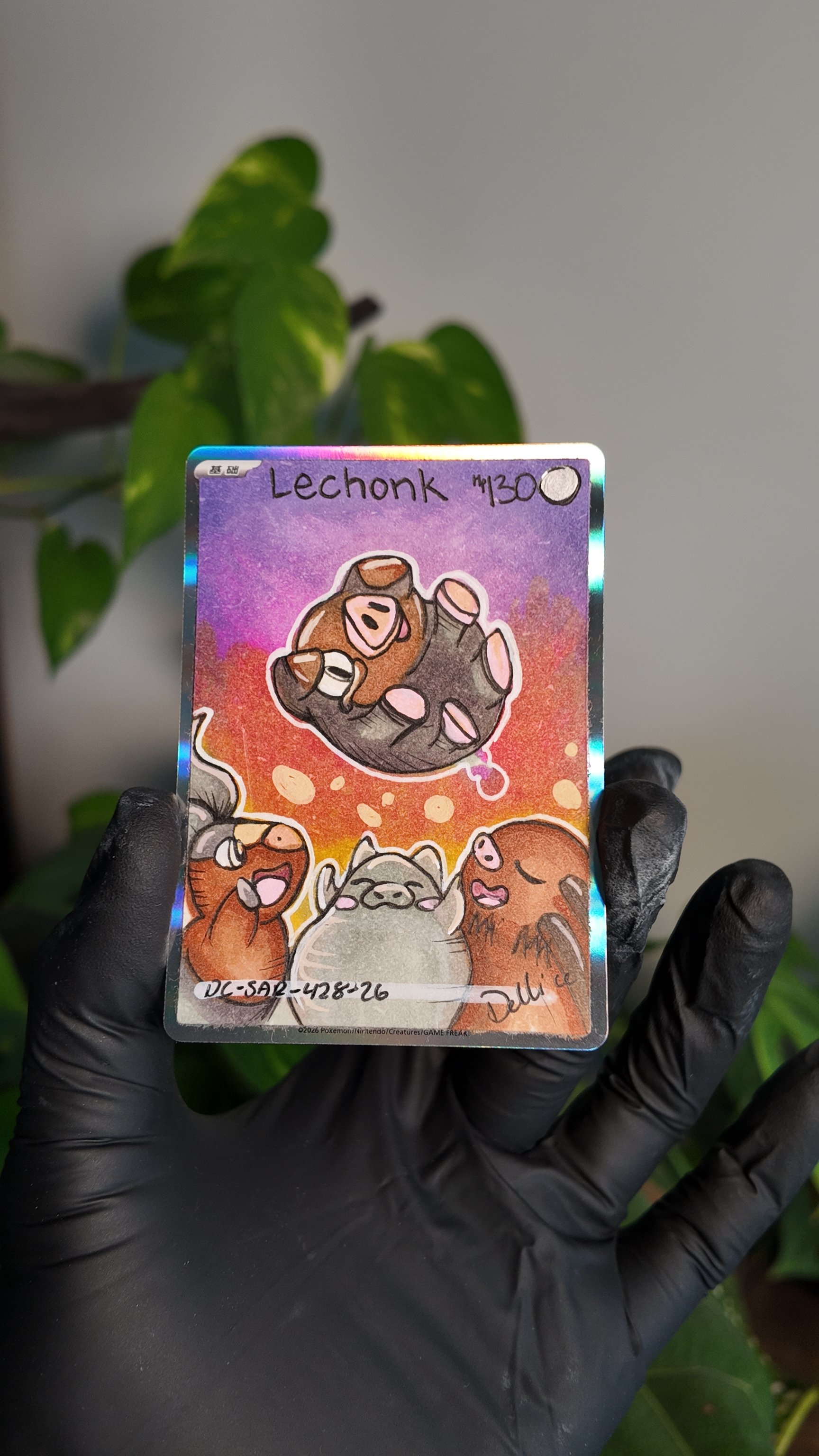 One of one Lechonk Jump Special Art Hand Drawn Pokémon Card