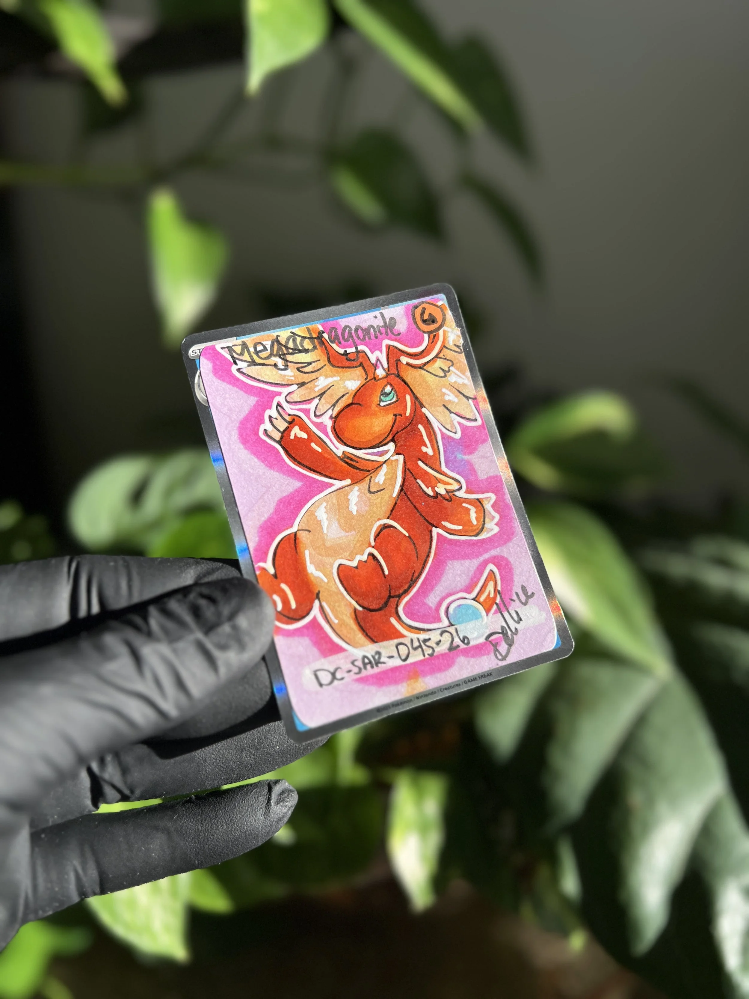 One of one Mega Dragonite Special Art Hand Drawn Pokémon Card