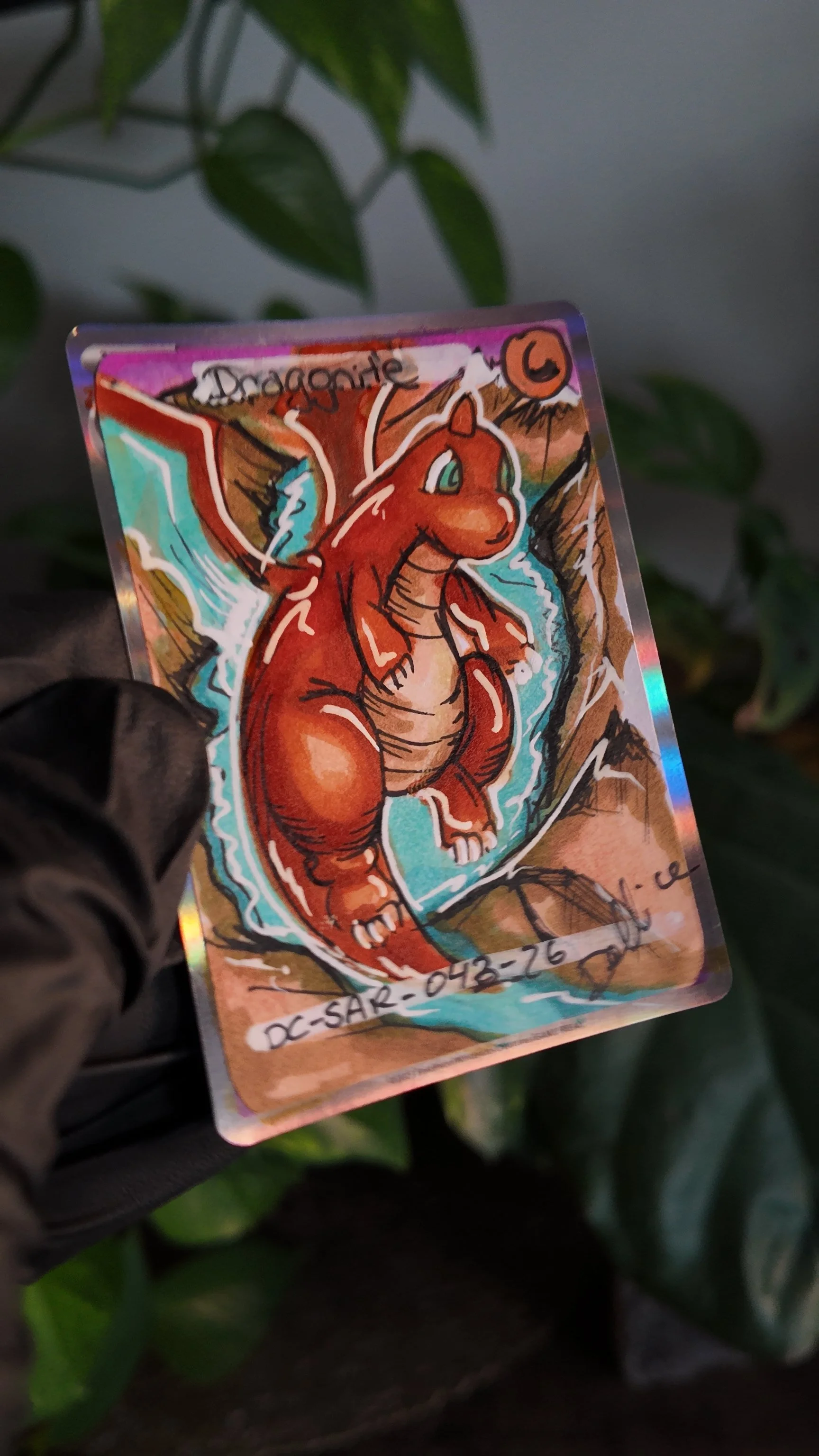 One of one (DragoniteFlying) Special Art Hand Drawn Pokémon Card