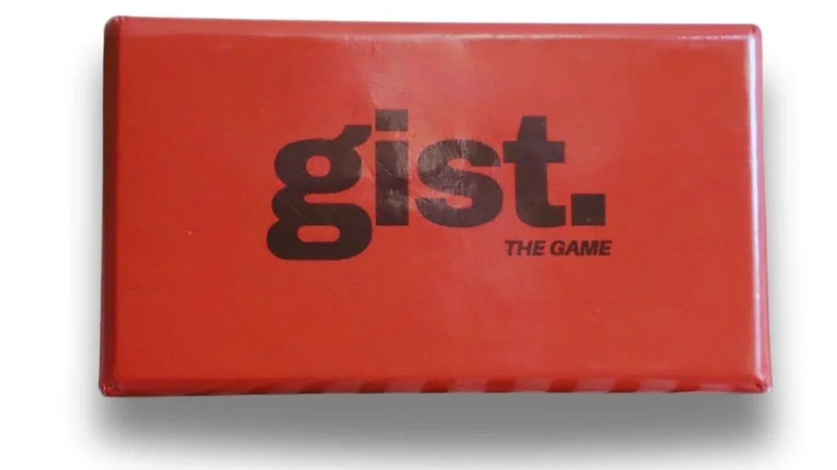 Red box with black and white text that says 'glist. THE GAME'.