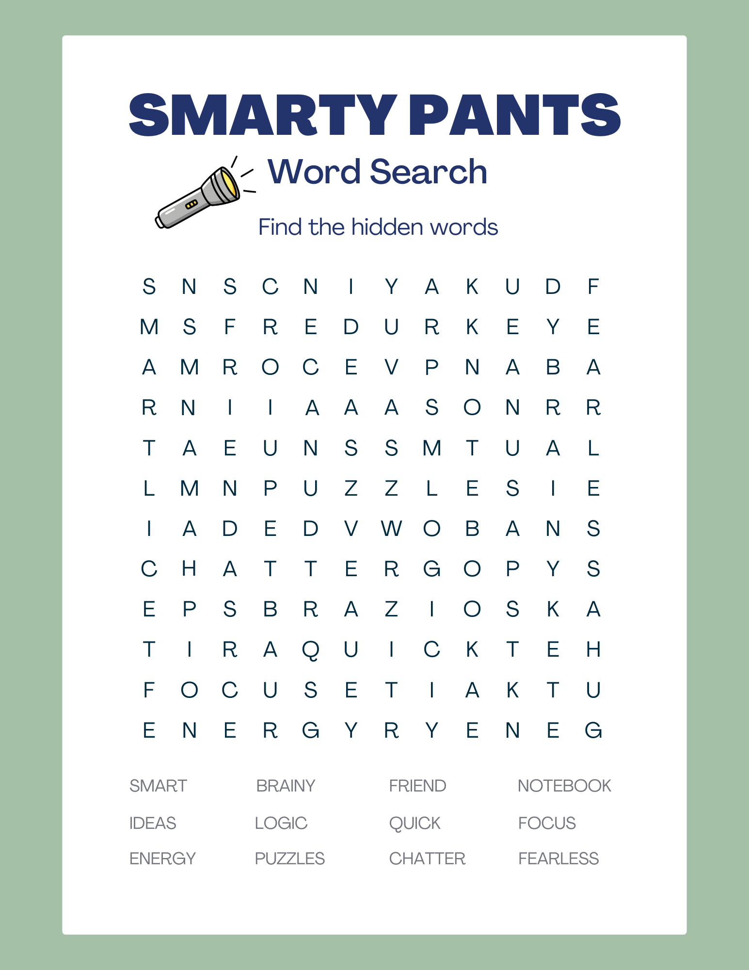 Smarty Pants Word Search