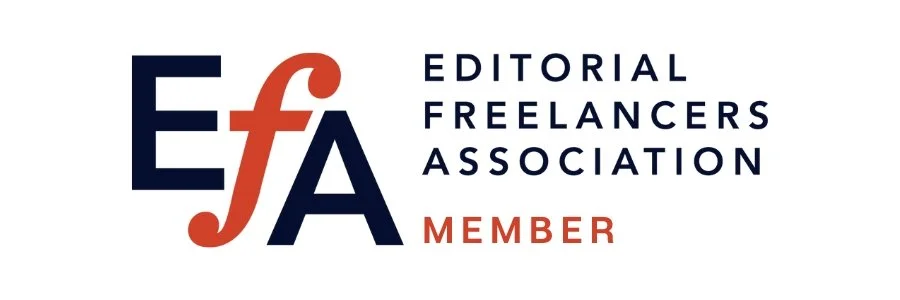 Logo of the Editorial Freelancers Association with the initials EFA, and text indicating membership.