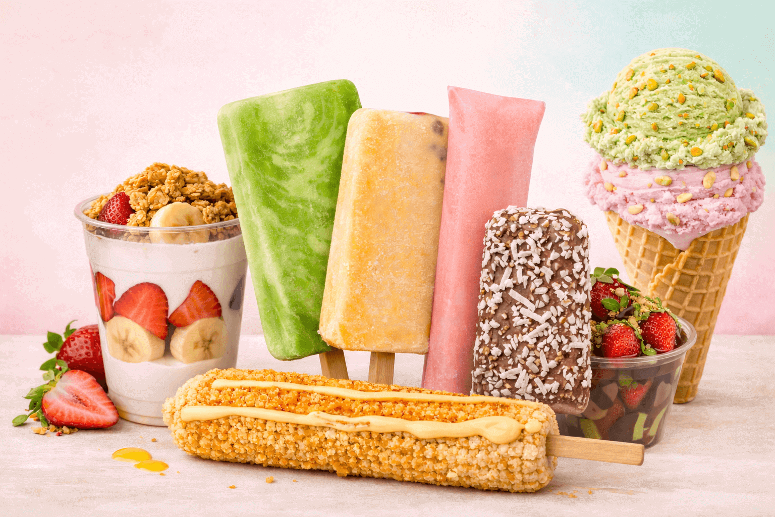 Fruit paletas, ice cream, and Mexican snacks including elote at La Rosita Ice Cream Shop in South Bend, Indiana