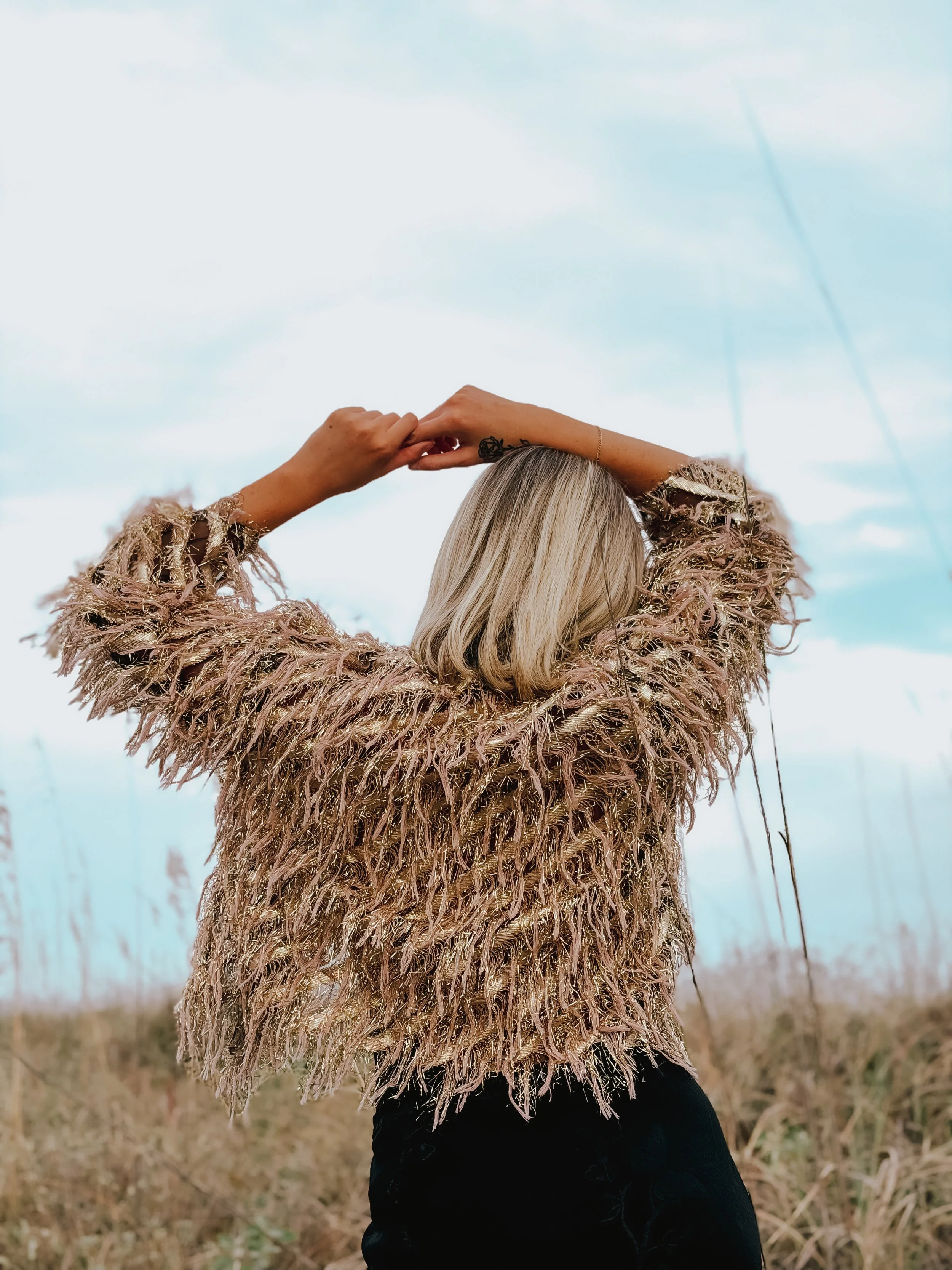 one of a kind handmade fringe jacket. party festival attire