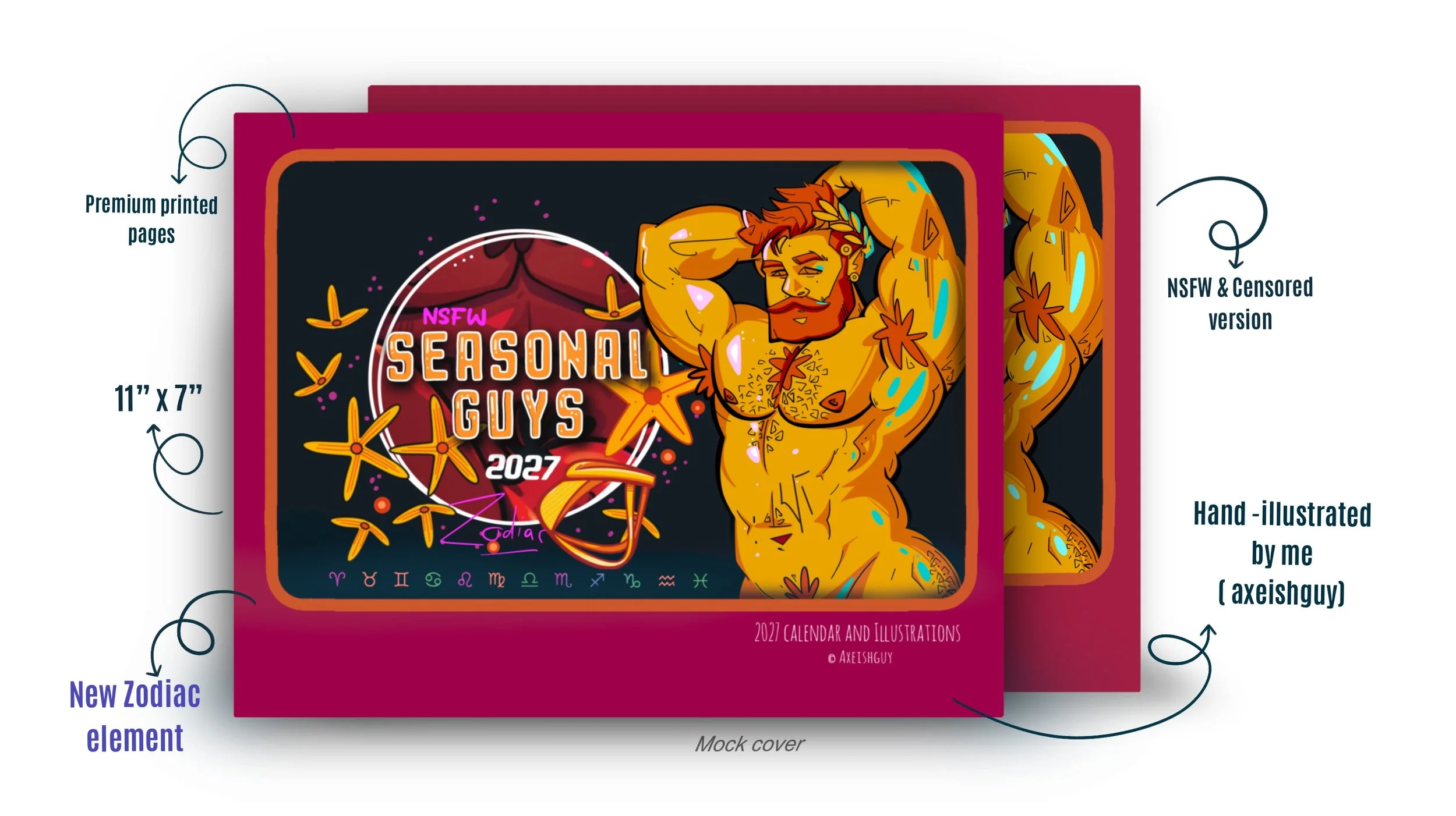 Seasonal Guys - Adult 2027 Zodiac Calendar