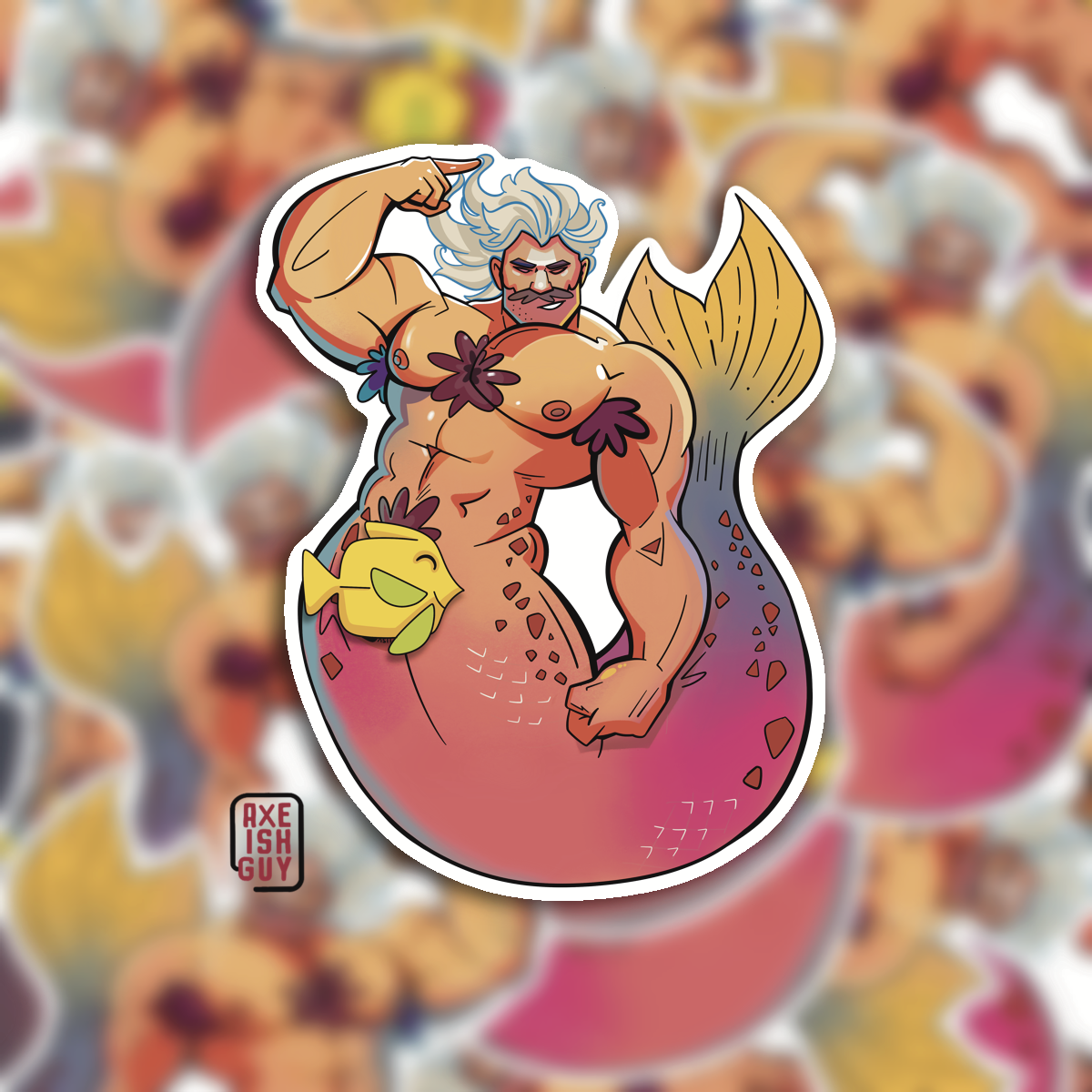Seasonal Queer Mermaid Sticker   | Axeishguy | Sticker | Gay Sticker | Gay Fantasy