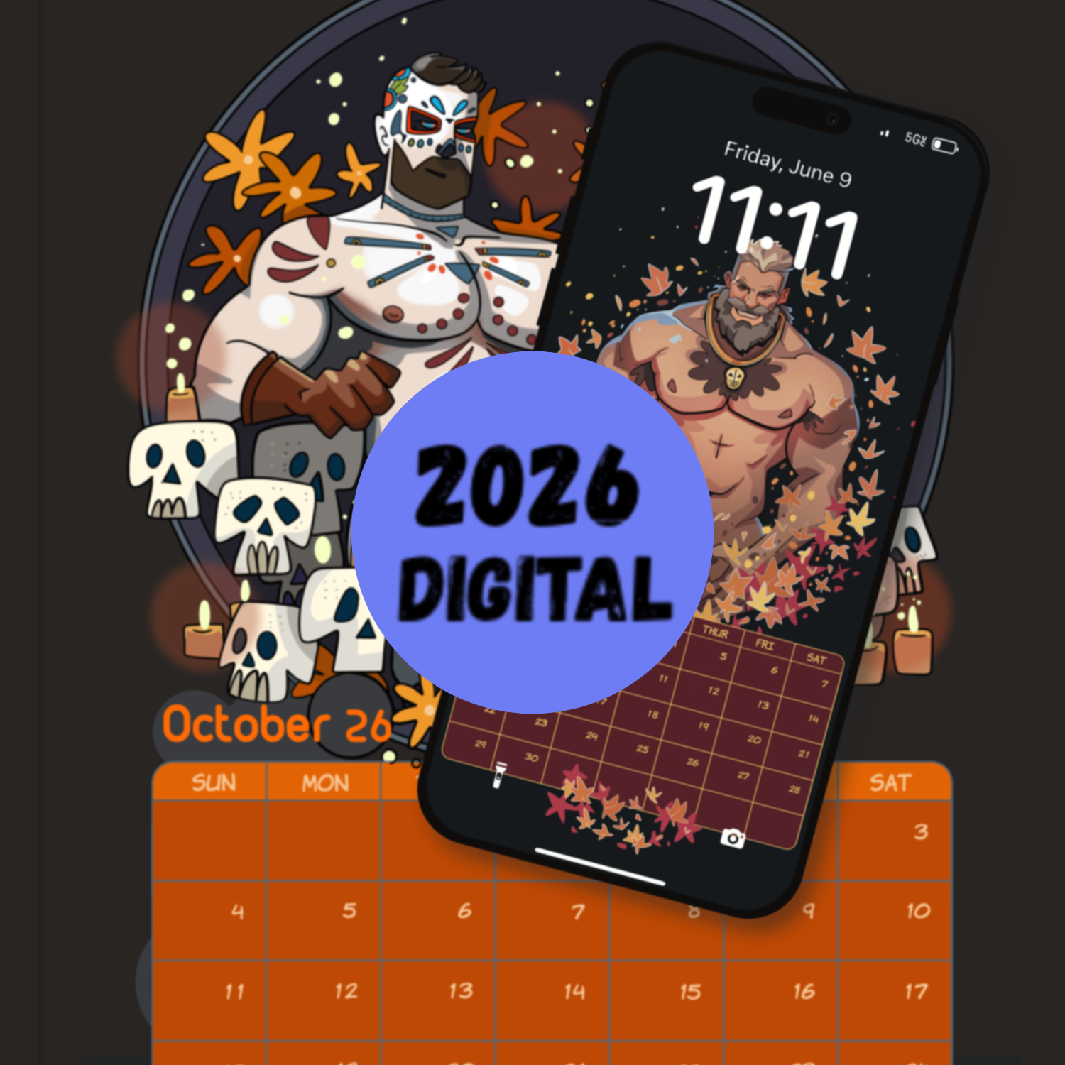 Digital  SFW Seasonal Queer Calendar 2026