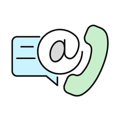 Icon of a telephone receiver with a speech bubble