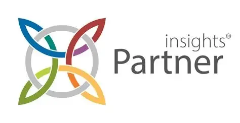 Colorful interconnected knot logo with the text 'insights partner' beside it.