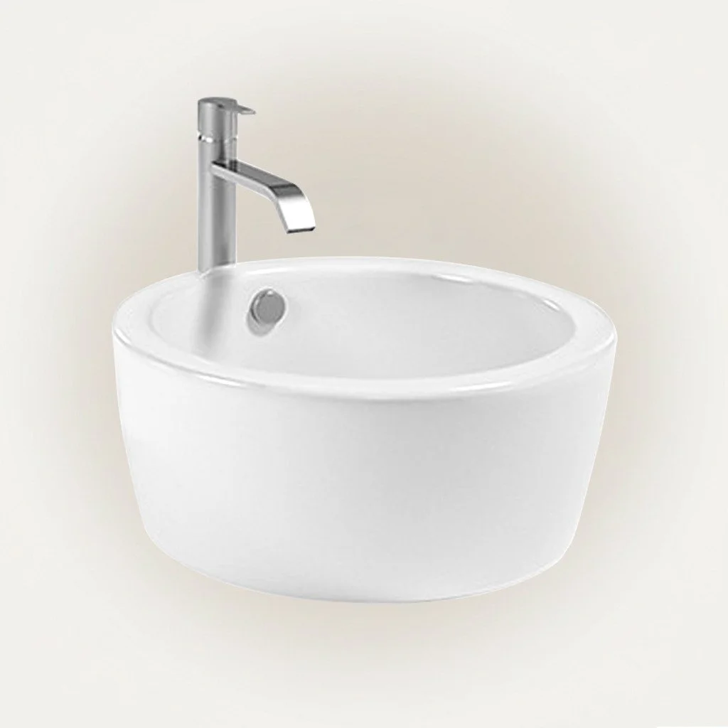 Round Countertop Wash Basin Ceramic Vessel Sink for Modern Bathroom Vanity