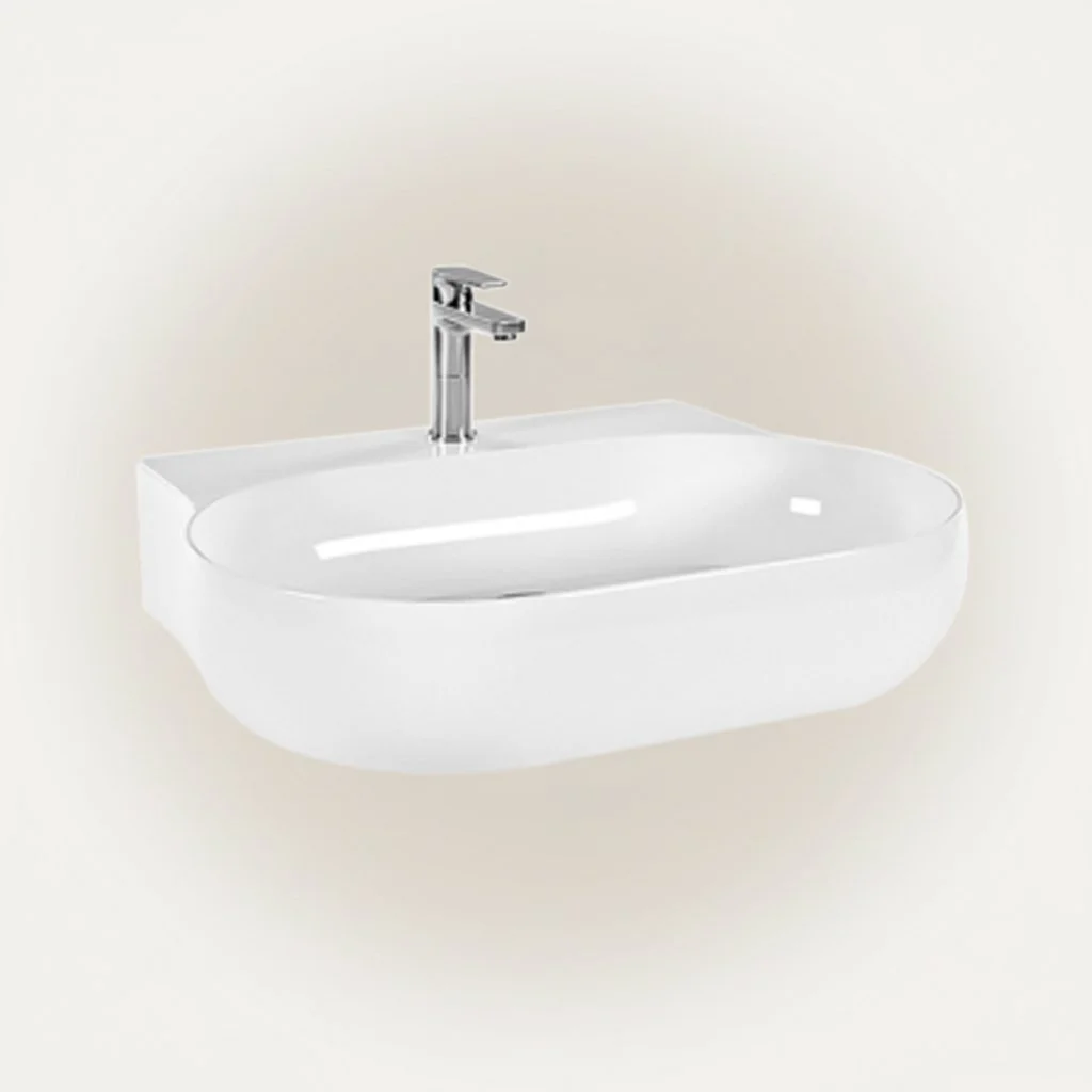 Oval Ceramic Vessel Sink Bathroom Wash Basin Premium Wall Hung Sanitary Ware Lavatory Basin
