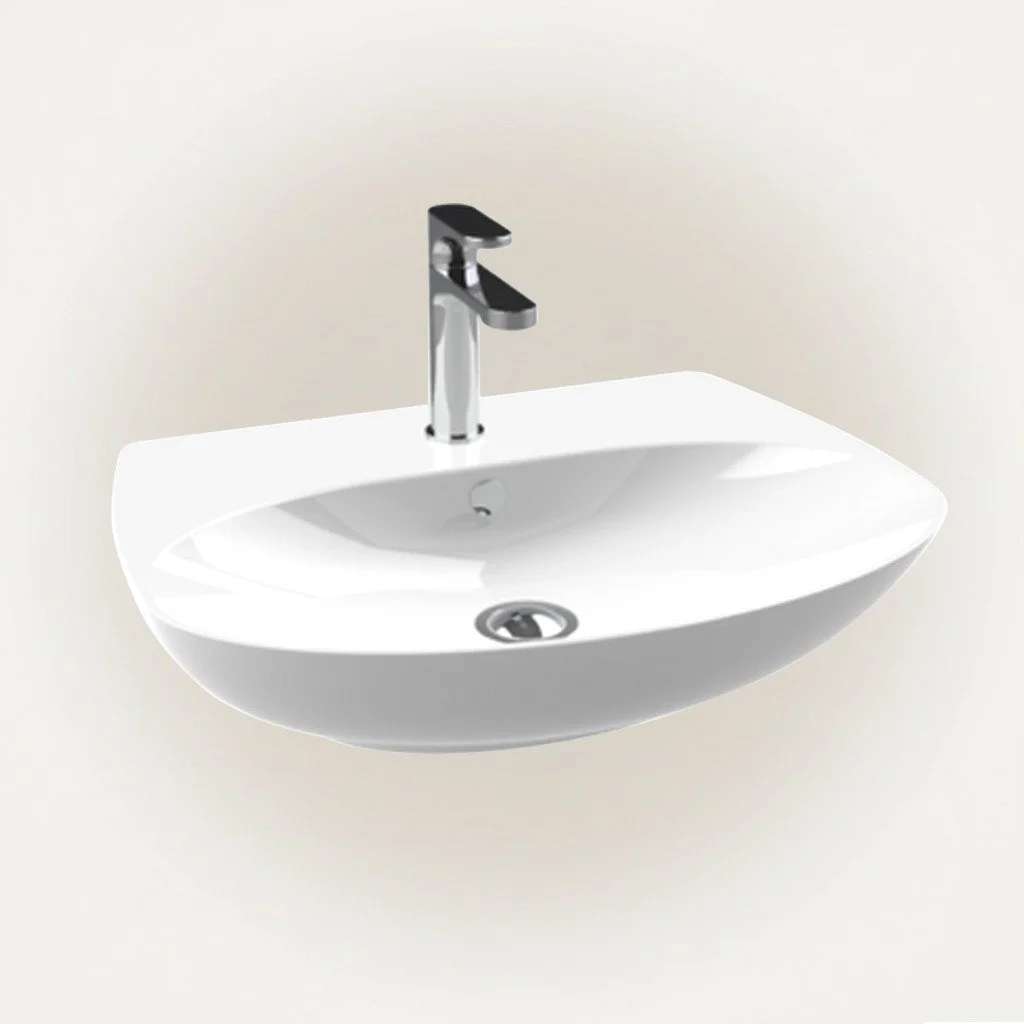 Oval Ceramic Vessel Sink Bathroom Wash Basin Modern Countertop Vanity Bowl (Glossy Finish)