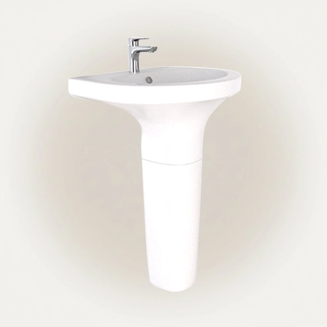 D-Shape Wall Hung Ceramic Wash Basin Semi Circular Bathroom Sink with Deep Oval Bowl, Modern Sanitary Ware Lavatory