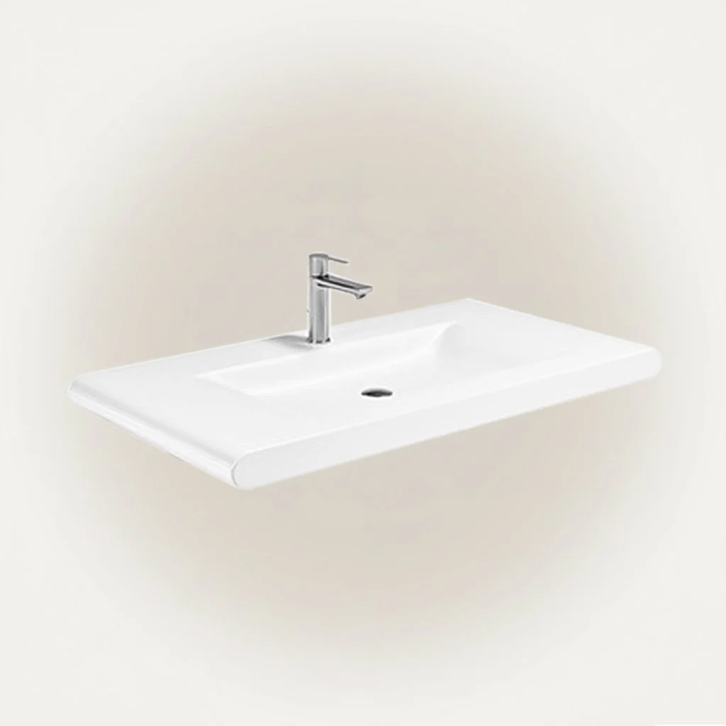 Rectangular Ceramic Vessel Sink with Soft Rounded Corners Premium Wall Hung Bathroom Wash Basin Vanity Style