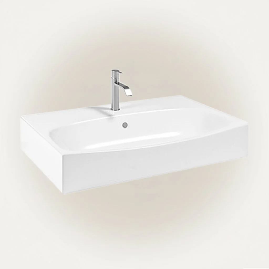 Sharp Rectangular Ceramic Vessel Sink Console Style Wall Hung Bathroom Wash Basin Lavatory